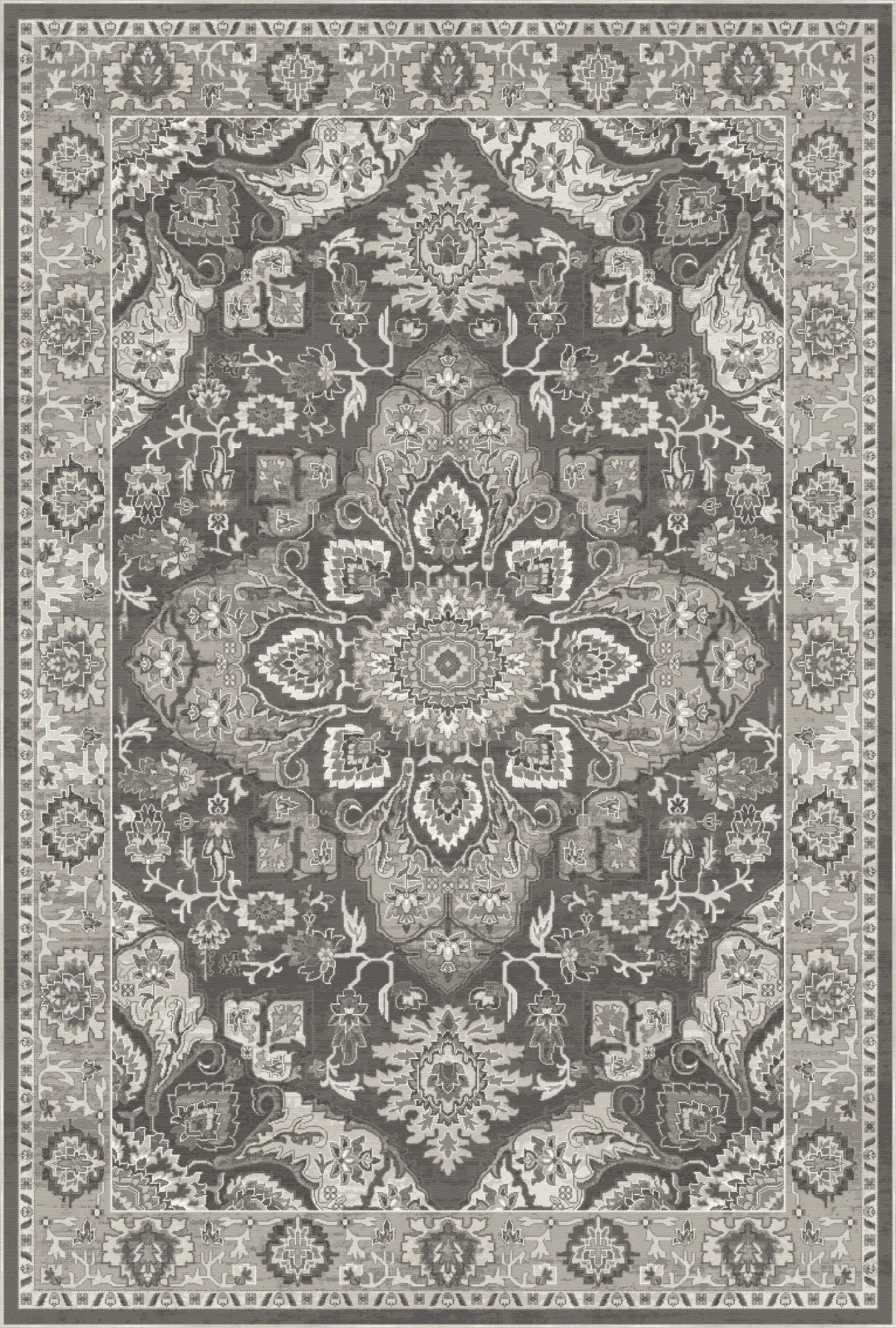 Regency Ornate Medallion Charcoal Rug