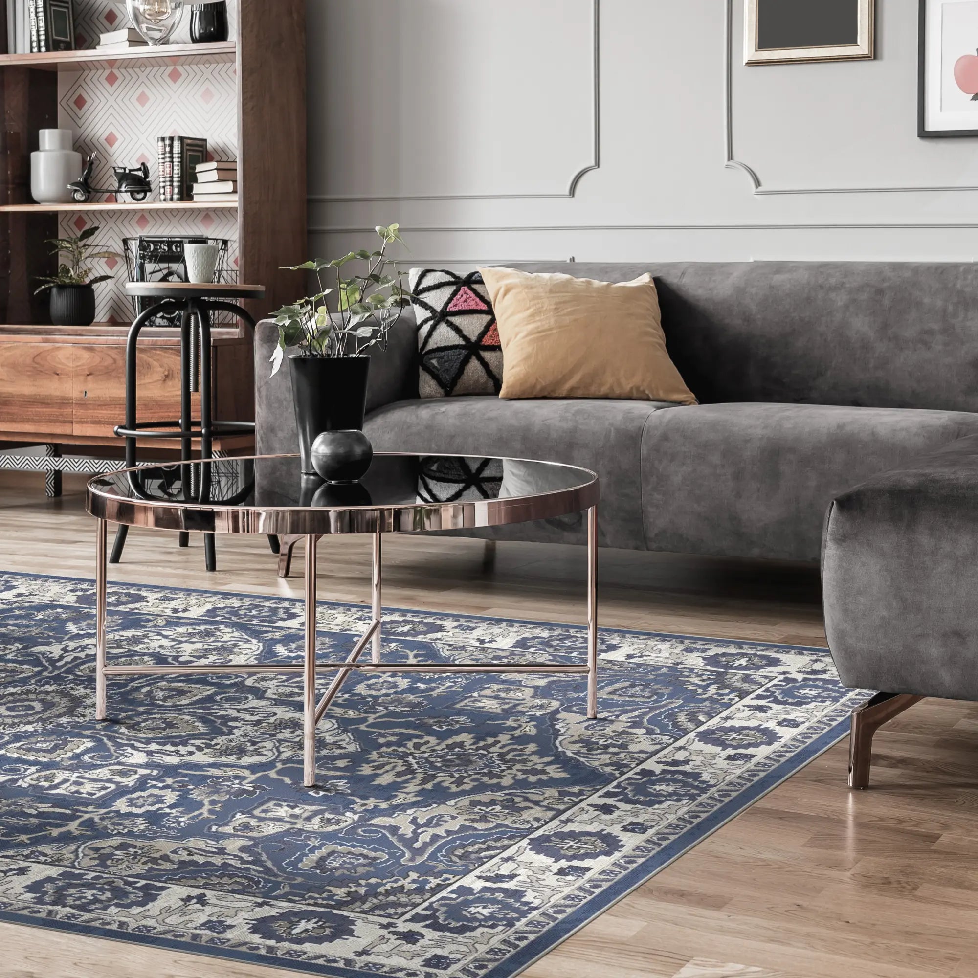 Tappeto Zenith Grande Medaglione Blu Navy