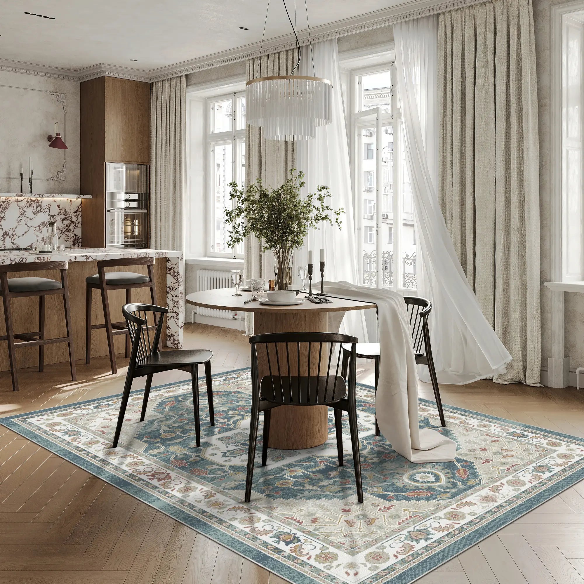 Tappeto Blue Canyon Tribale Verde Petrolio