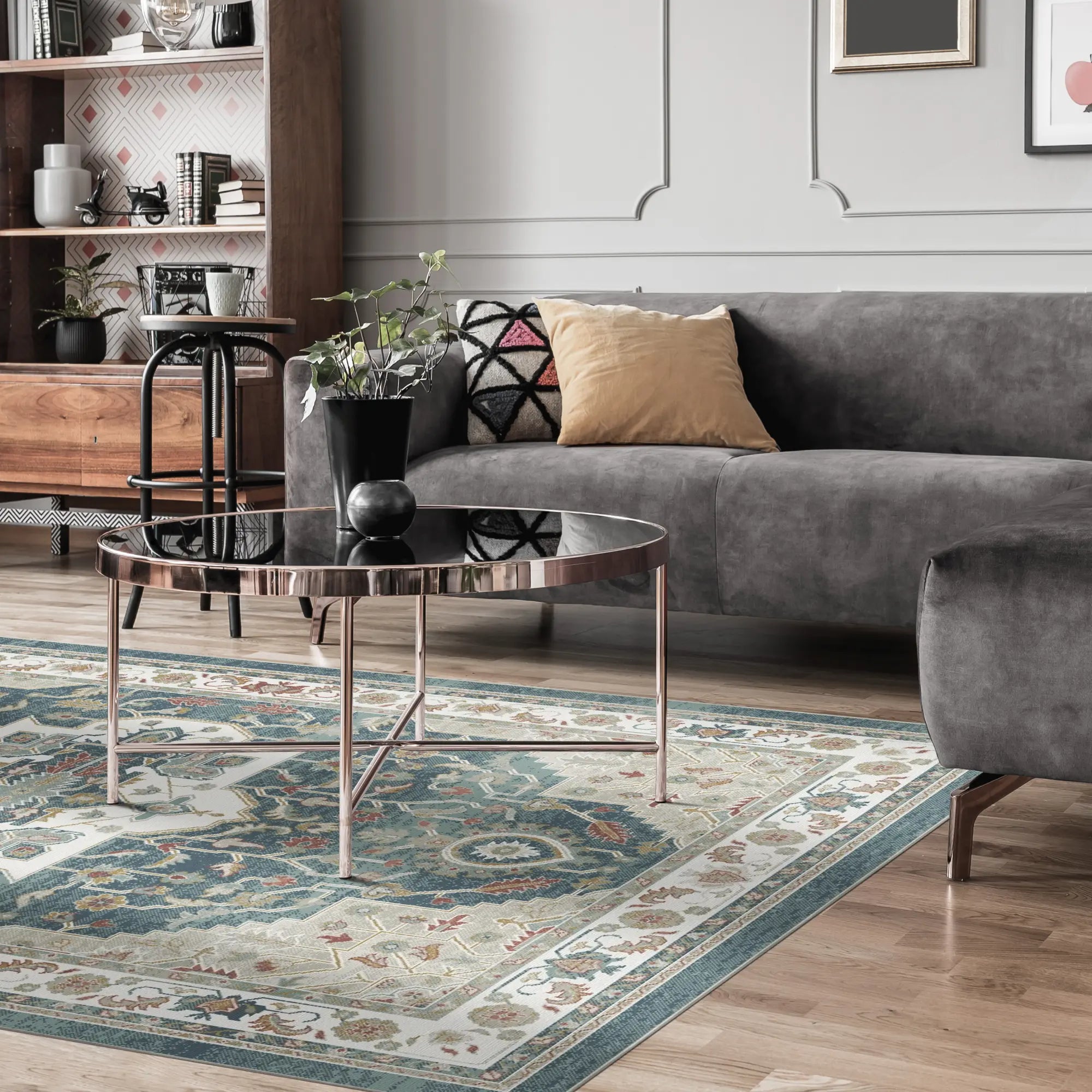 Tappeto Blue Canyon Tribale Verde Petrolio