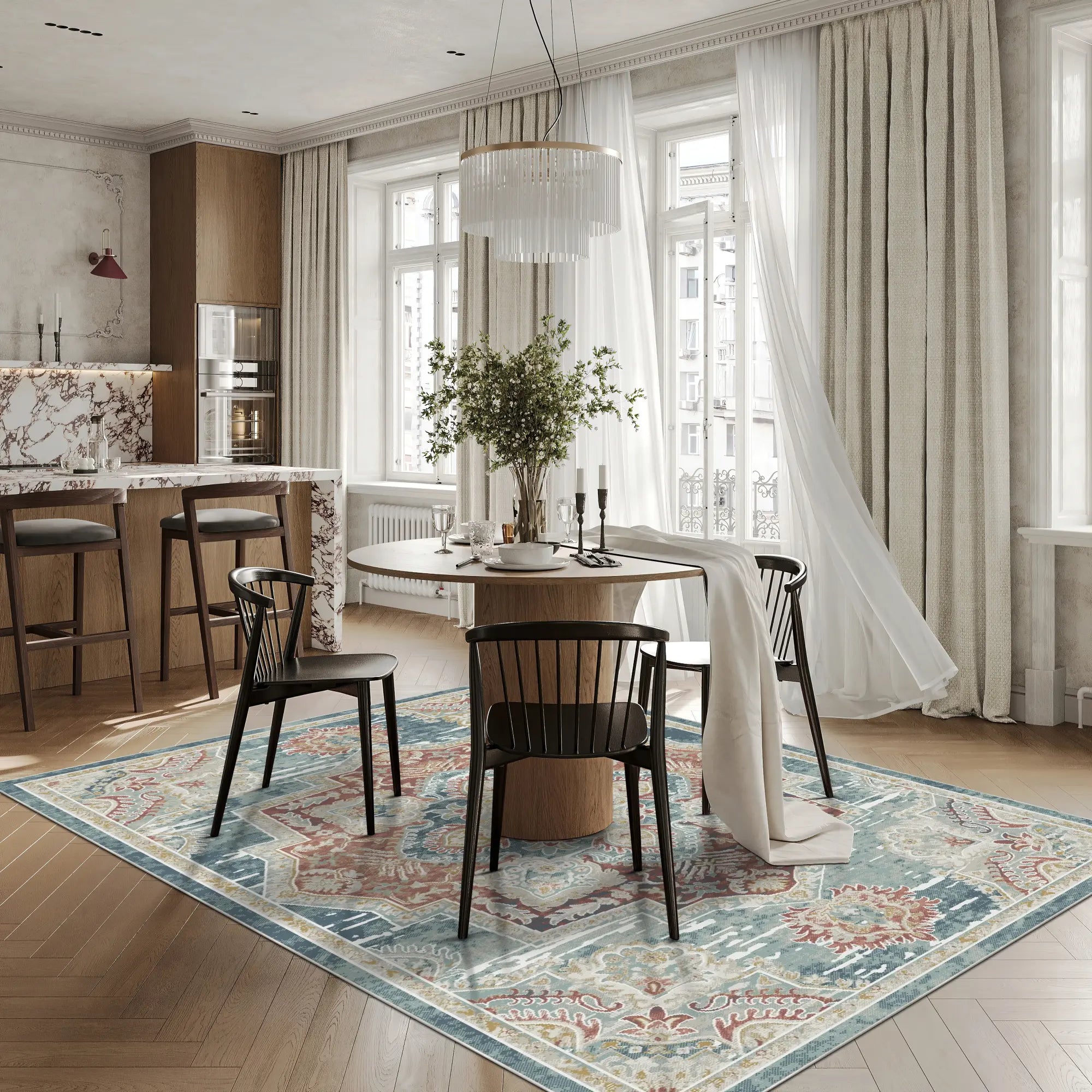 Tappeto Sapphire Crest Mosaico Blu