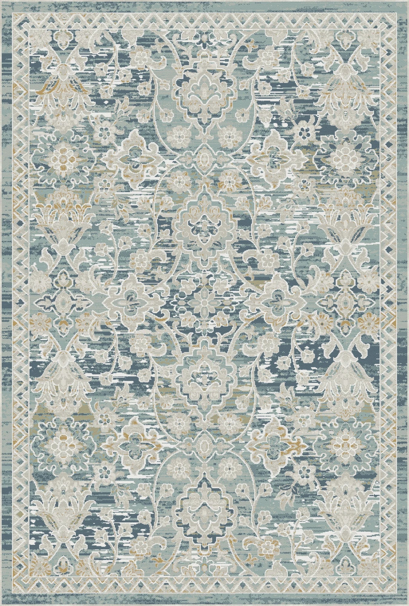 Dynasty Distressed Trellis Blue