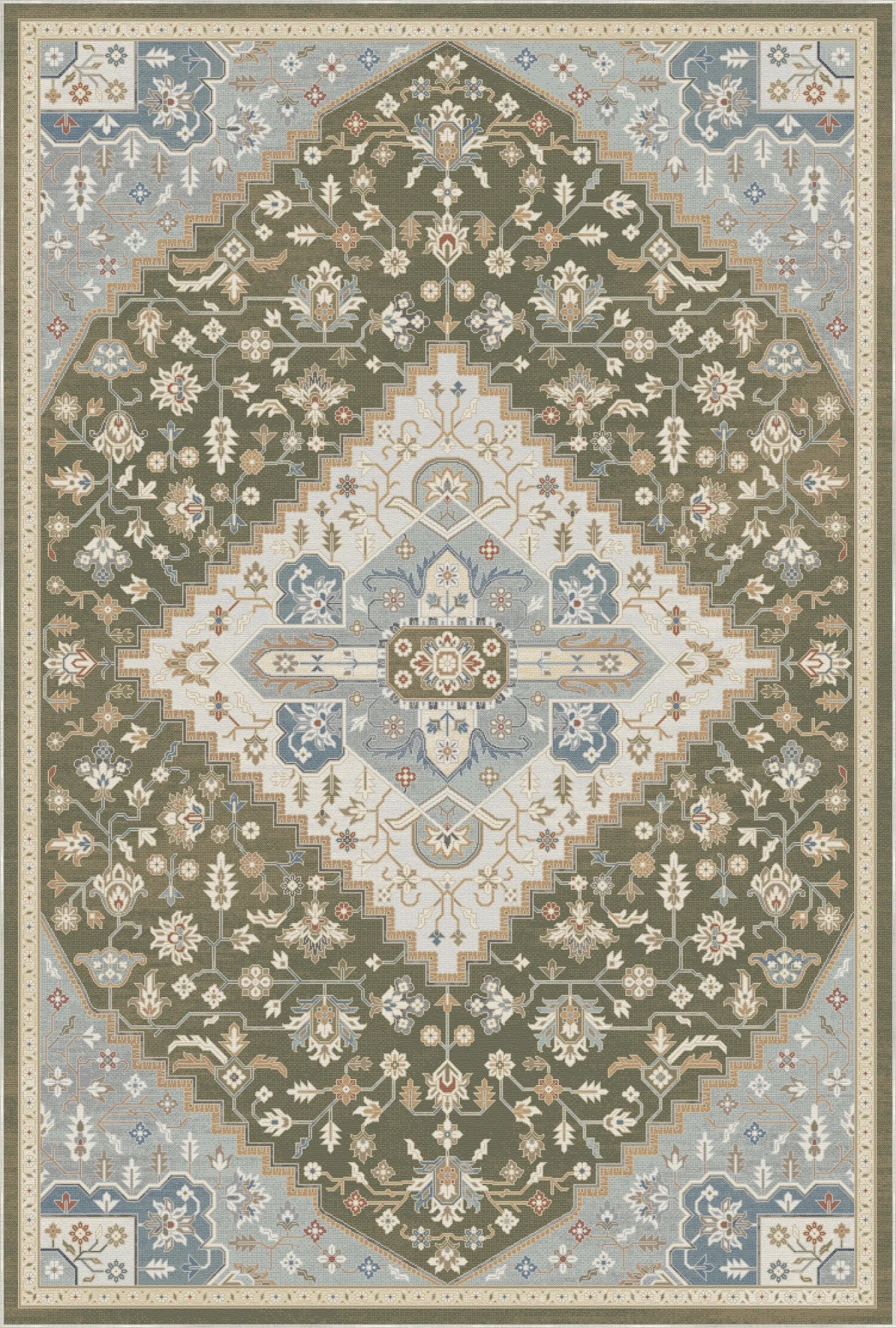 Pearl Green Medallion Rug