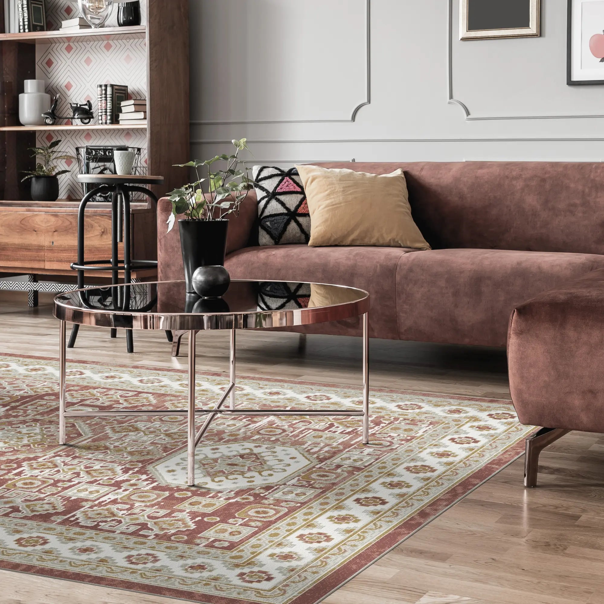 Tappeto Odyssey Medaglione Tribale Terracotta