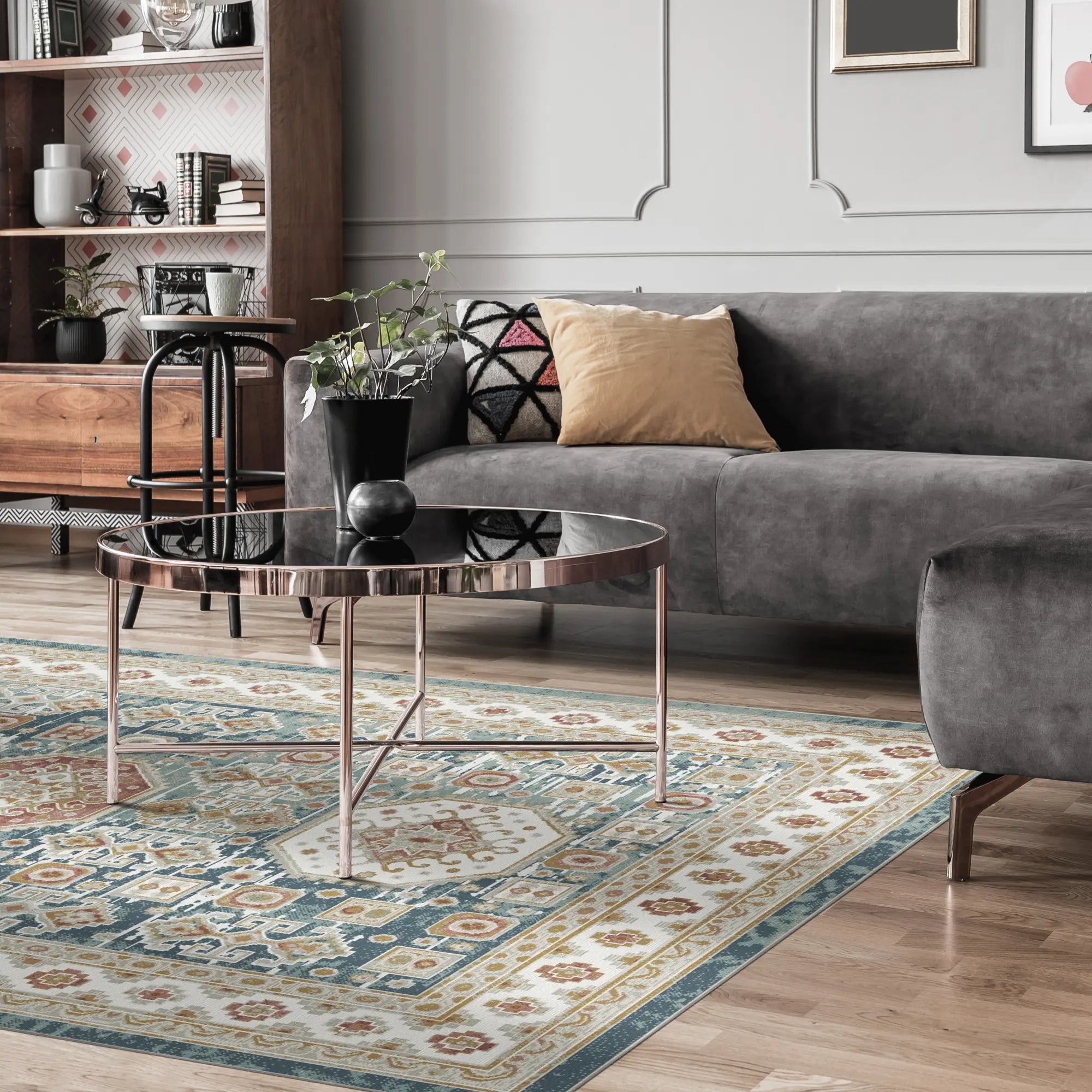 Tappeto Odyssey Medaglione Tribale Blu