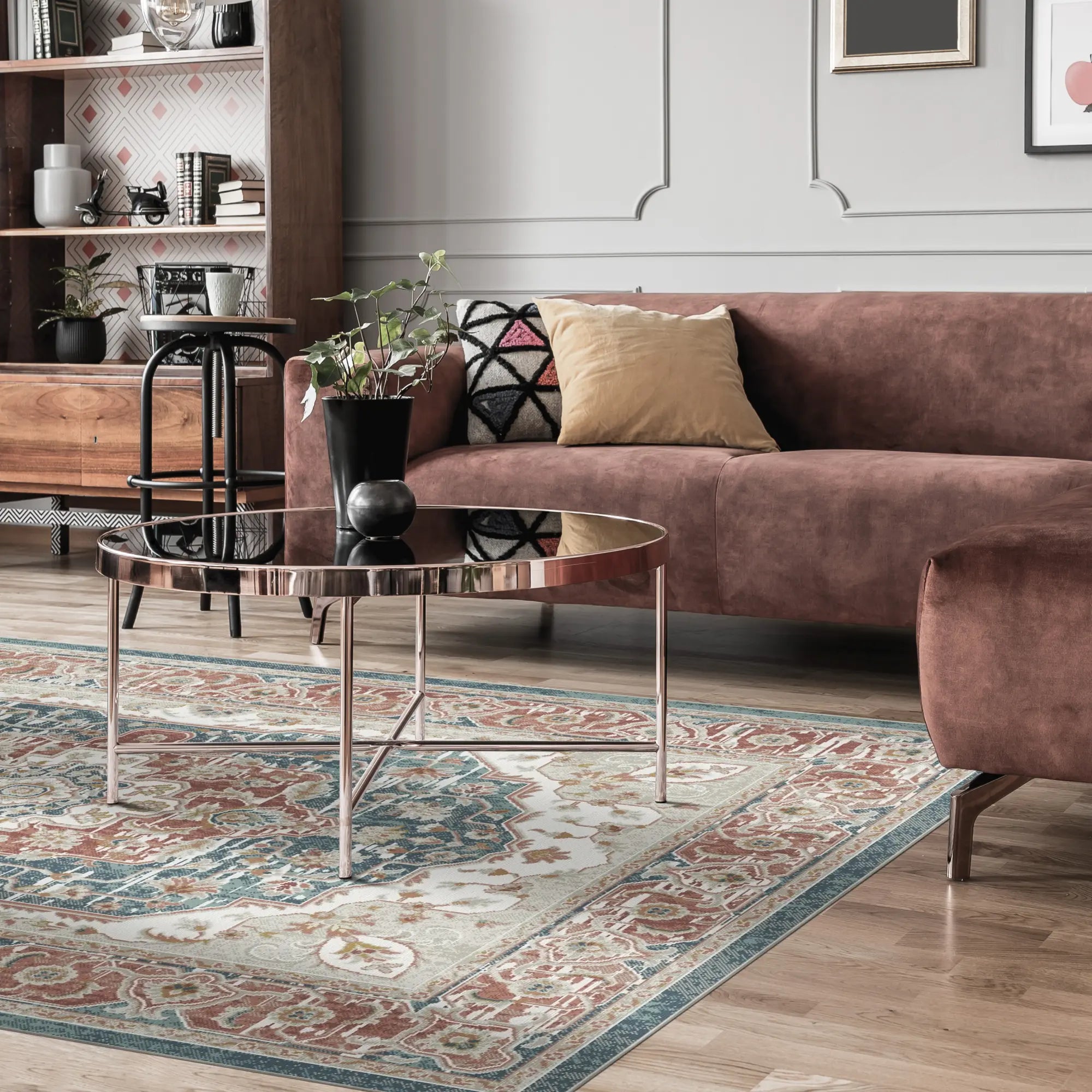 Tappeto Regency Medaglione Ornato Blu