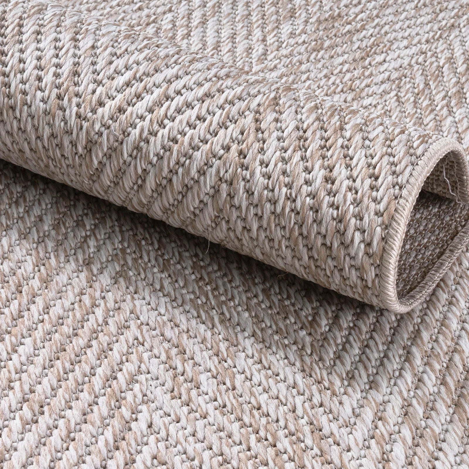 Ivory Herringbone Textured Jute Rug