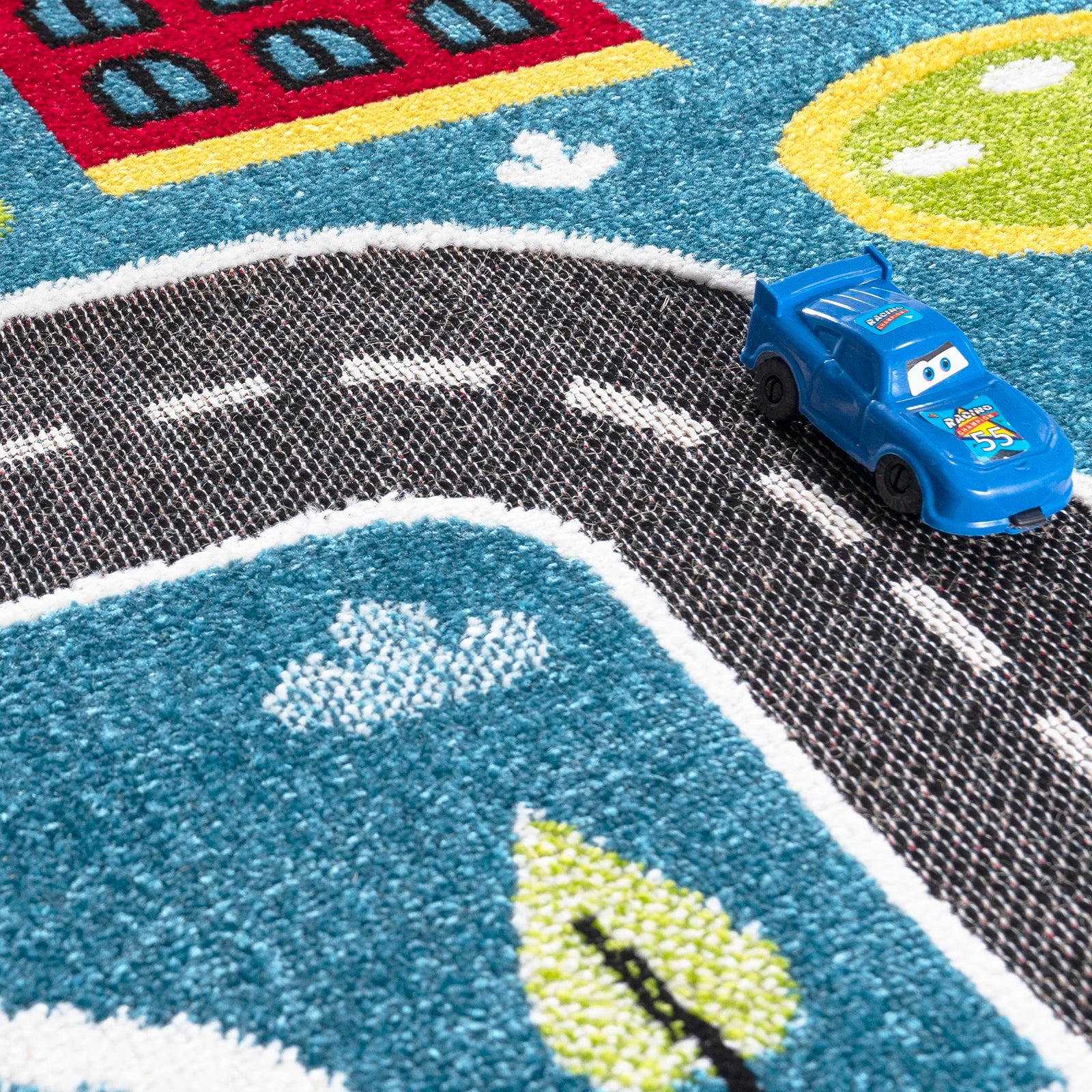Blue Traffic Kids Rug