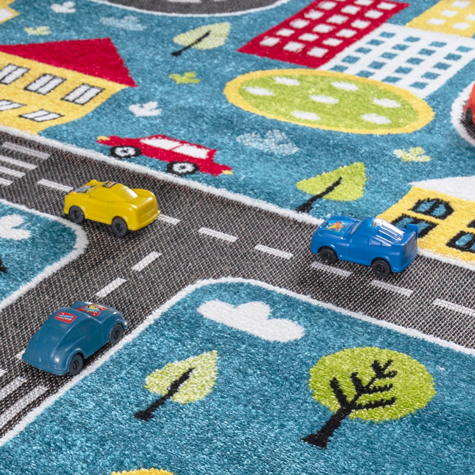 Blue Traffic Kids Rug