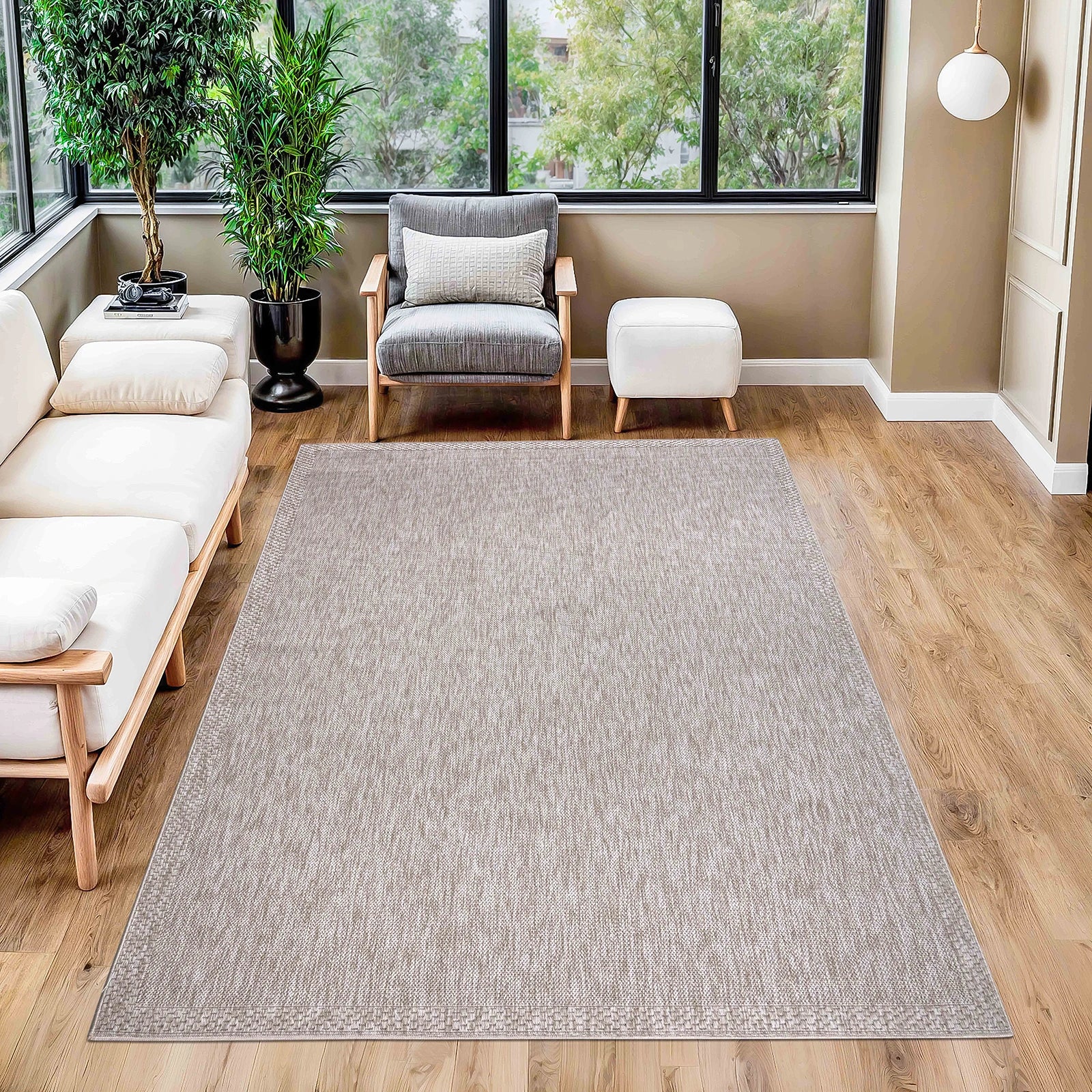Linen Borderline Flatweave Rug