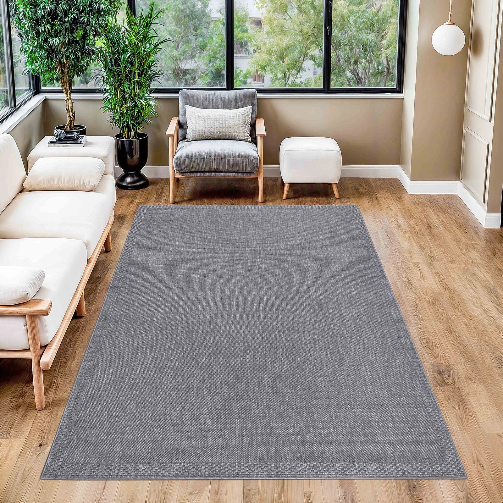 Steel Borderline Sisal-Style Rug