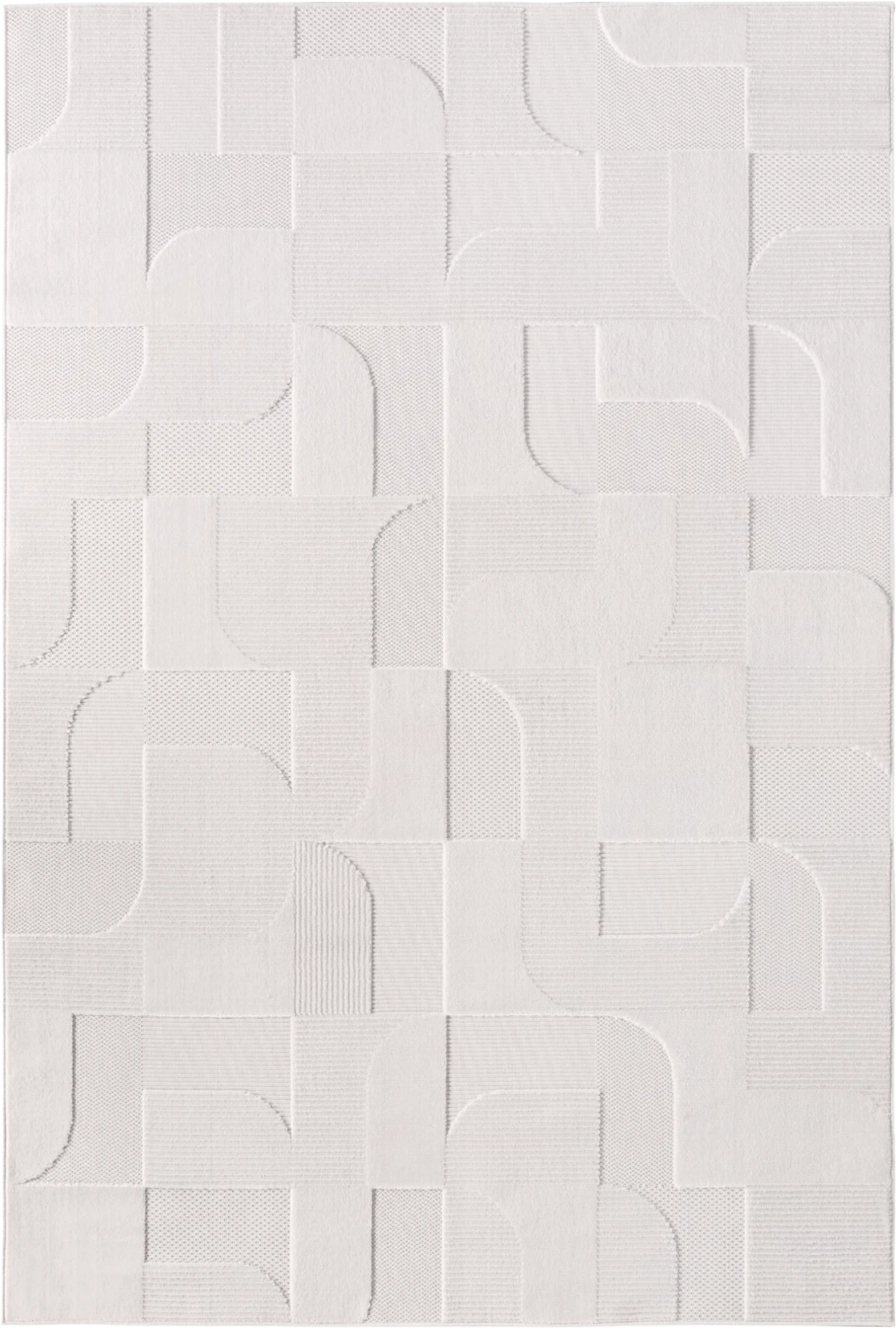 Contemporary Modular Cube Pattern Rug | Cream