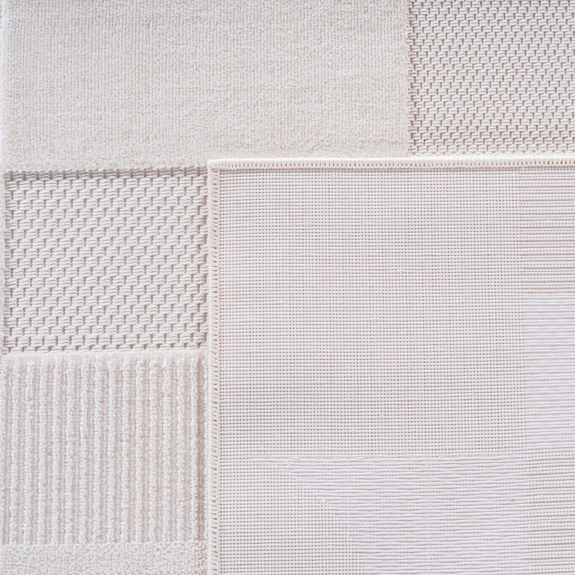 Contemporary Modular Cube Pattern Rug | Cream