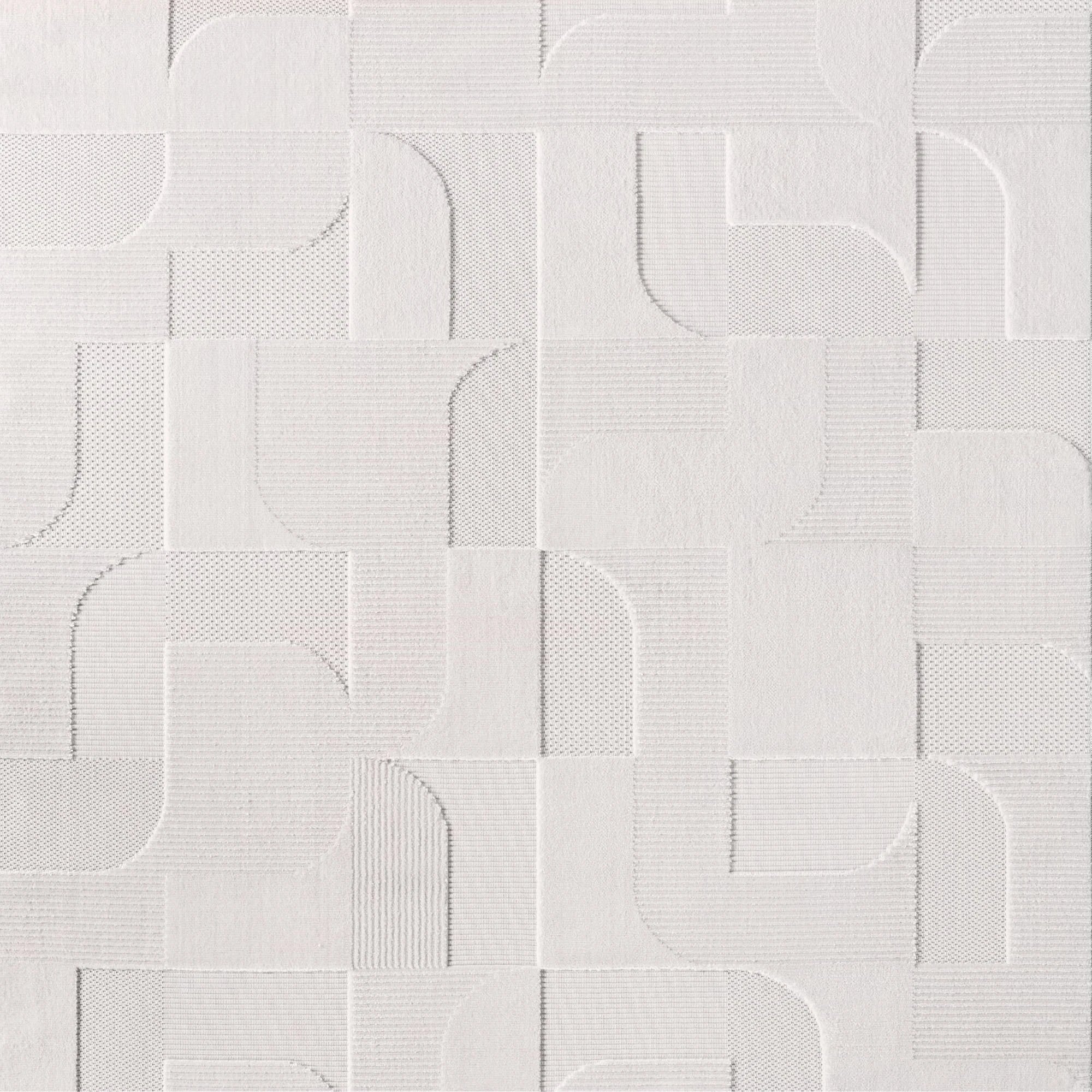 Contemporary Modular Cube Pattern Rug | Cream