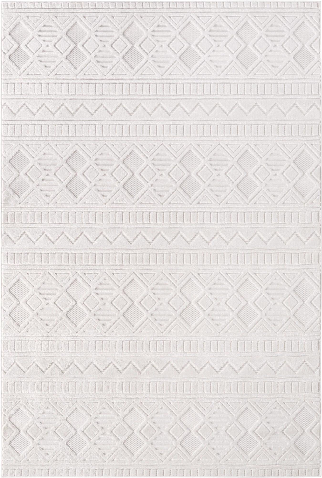 Bohemian Tribal Geometric Stripe Rug | Cream