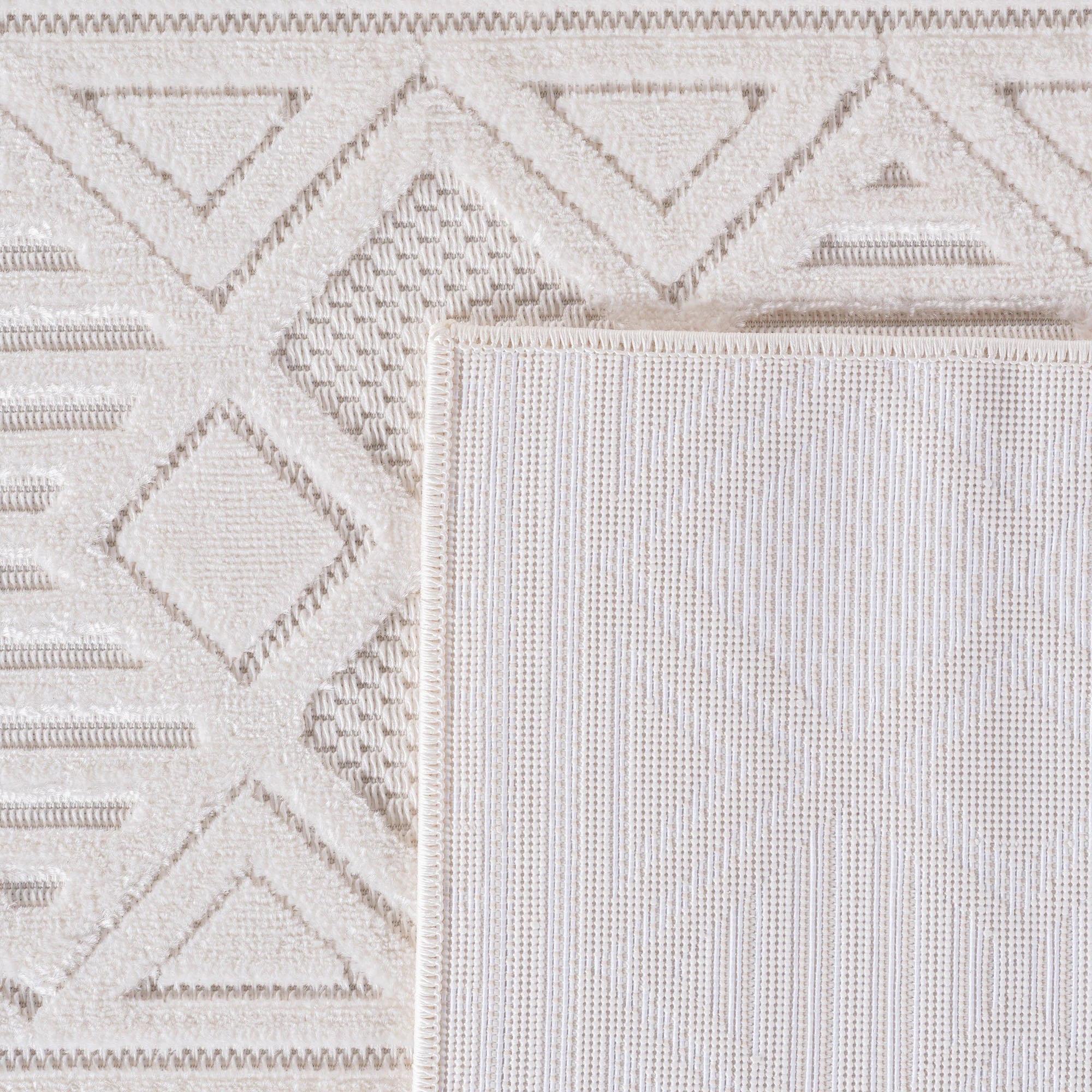 Bohemian Tribal Geometric Stripe Rug | Cream
