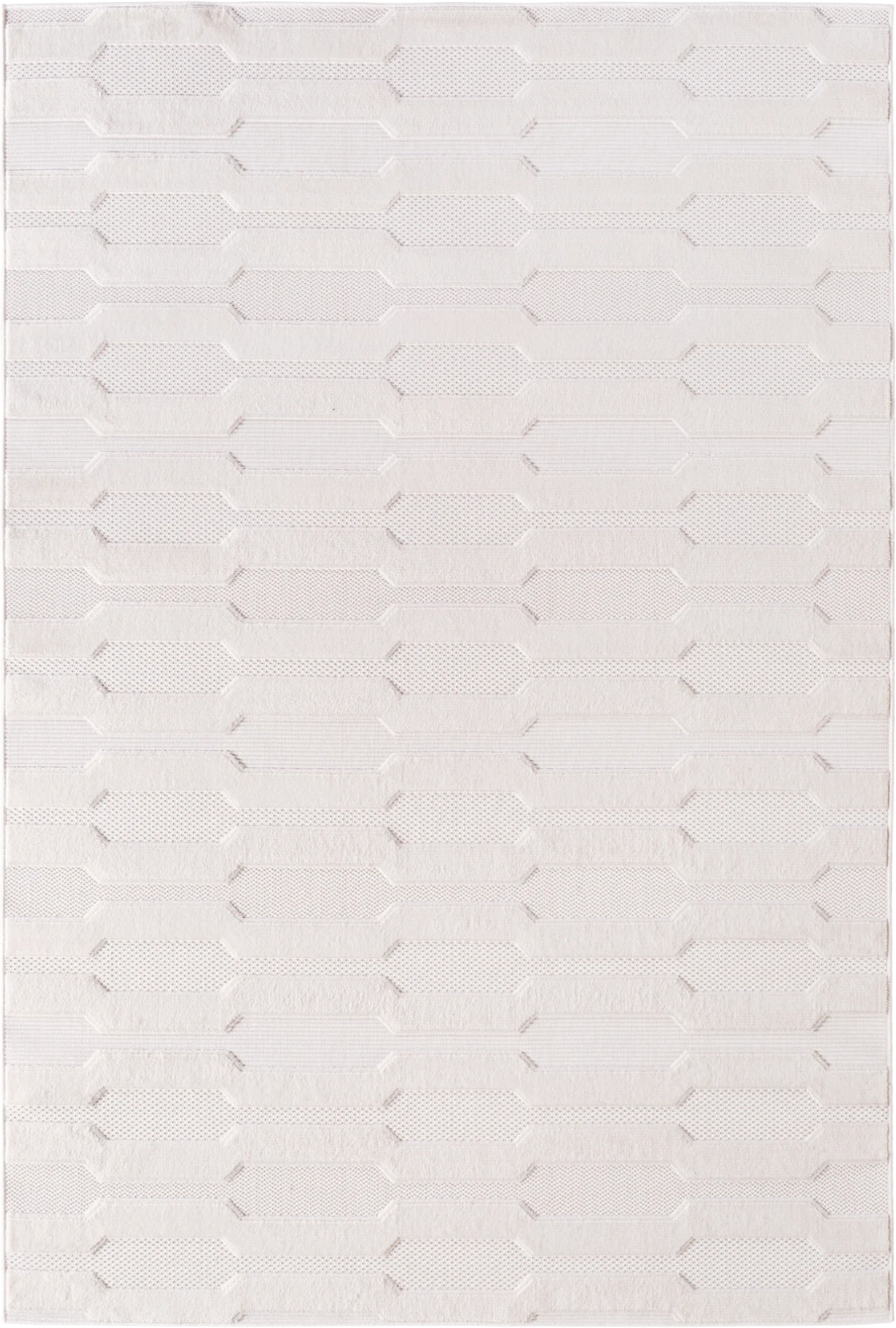 Modern Textured Stripe Geometric Rug | Cream