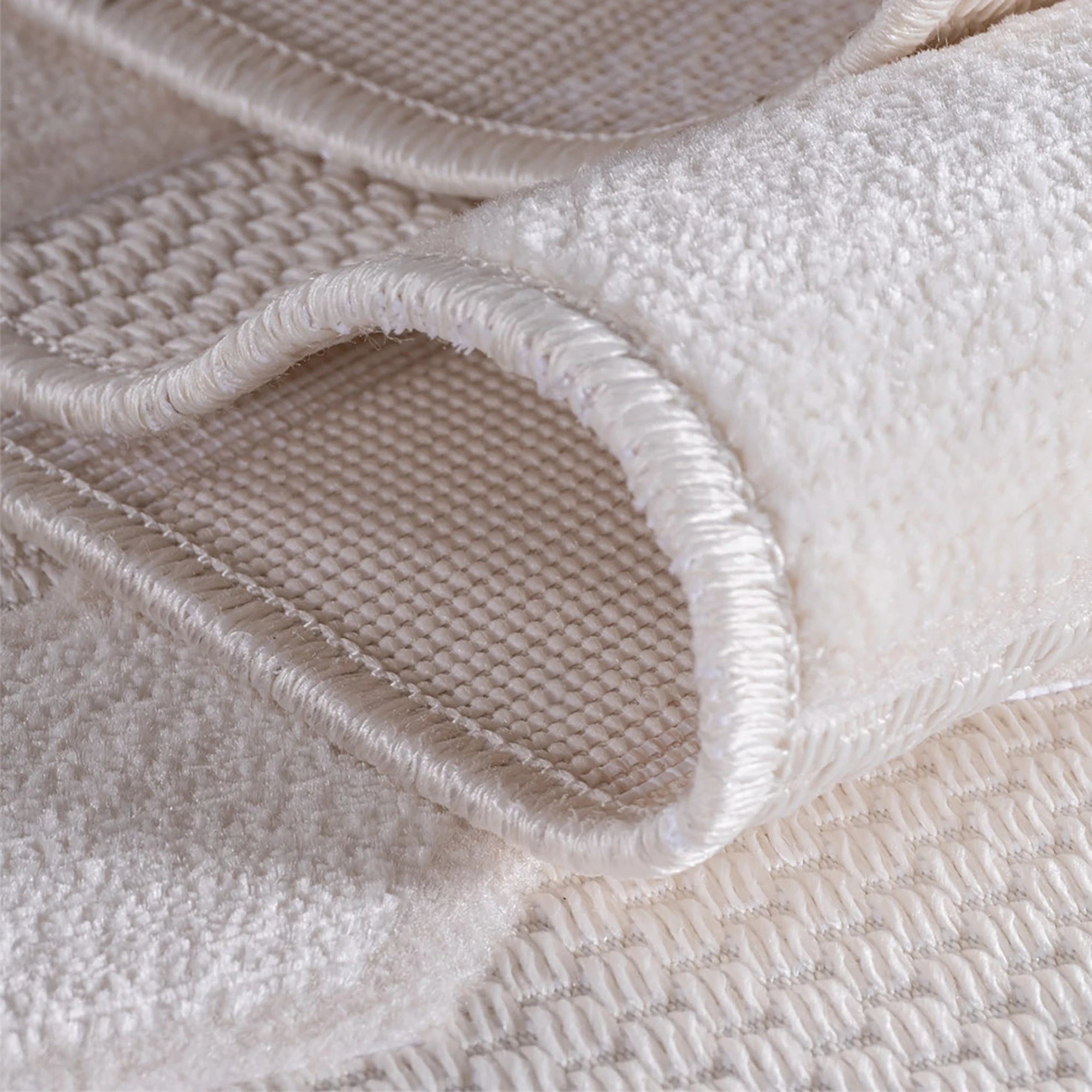 Modern Textured Stripe Geometric Rug | Cream