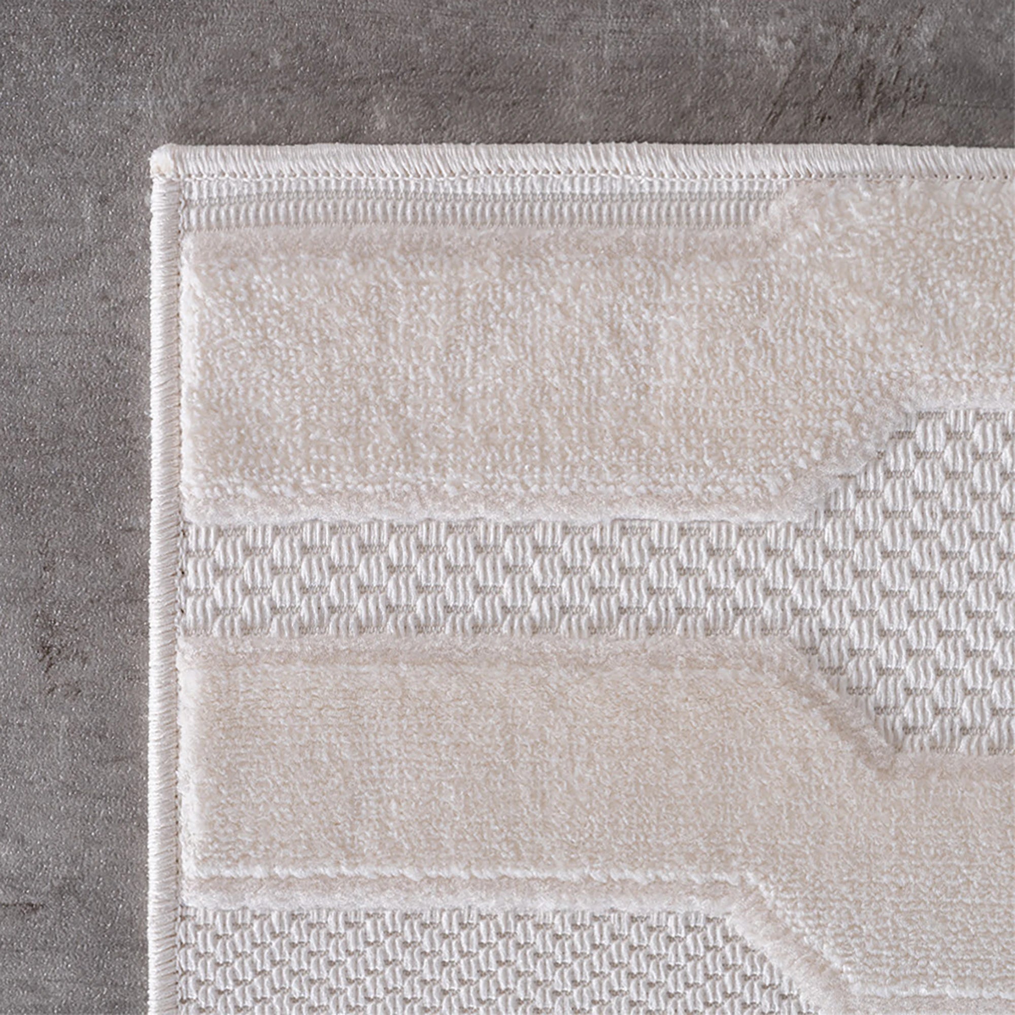 Modern Textured Stripe Geometric Rug | Cream