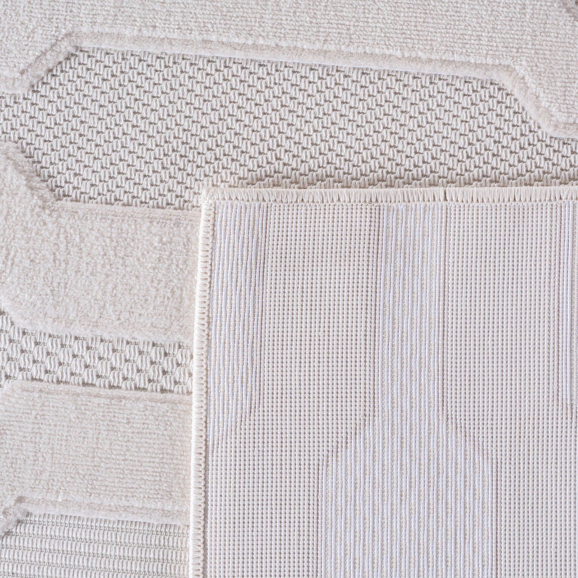 Modern Textured Stripe Geometric Rug | Cream