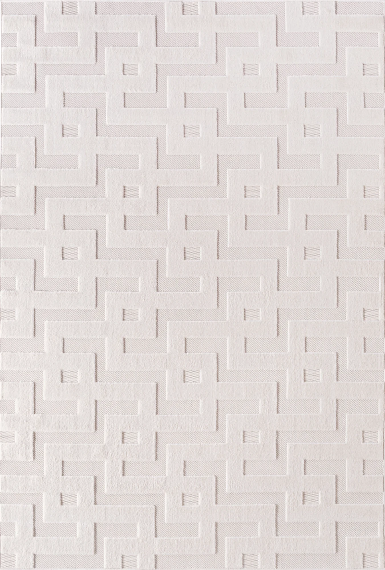 Abstract Labyrinth Maze Pattern Area Rug | Cream