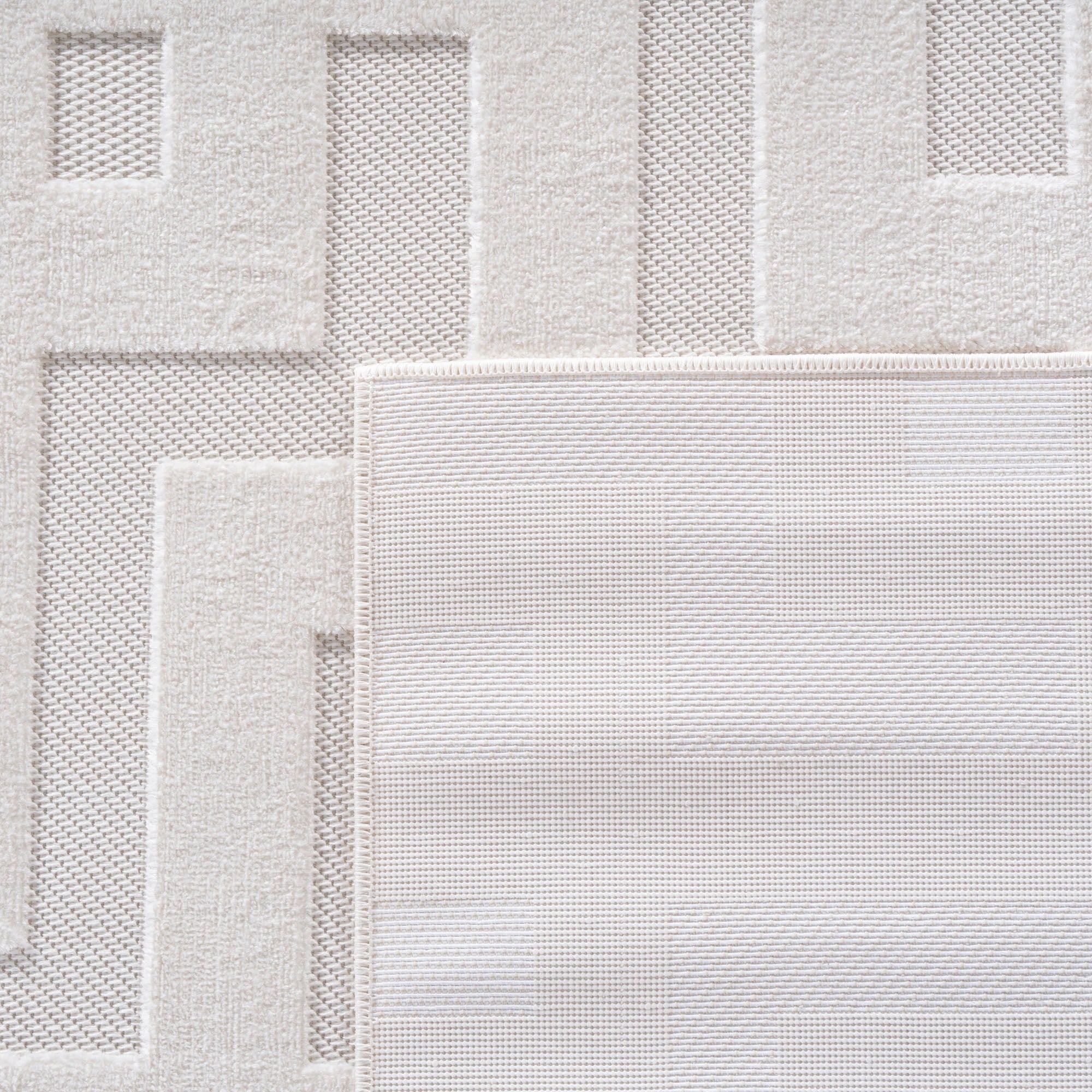 Abstract Labyrinth Maze Pattern Area Rug | Cream