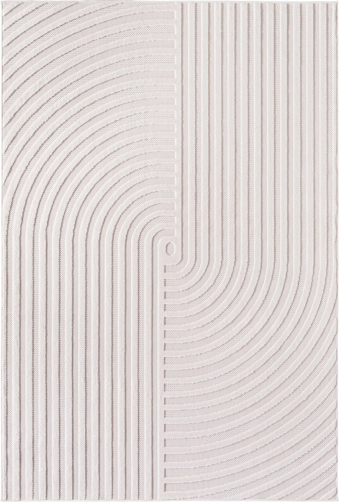 Half-Circle Radial Pattern Area Rug | Cream