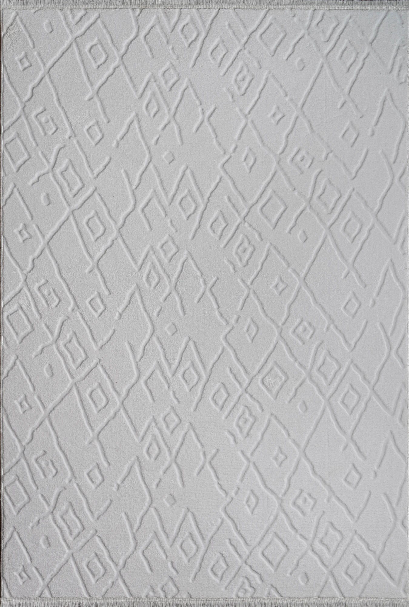 Textured Plush Diamond Area Rug - Bright White