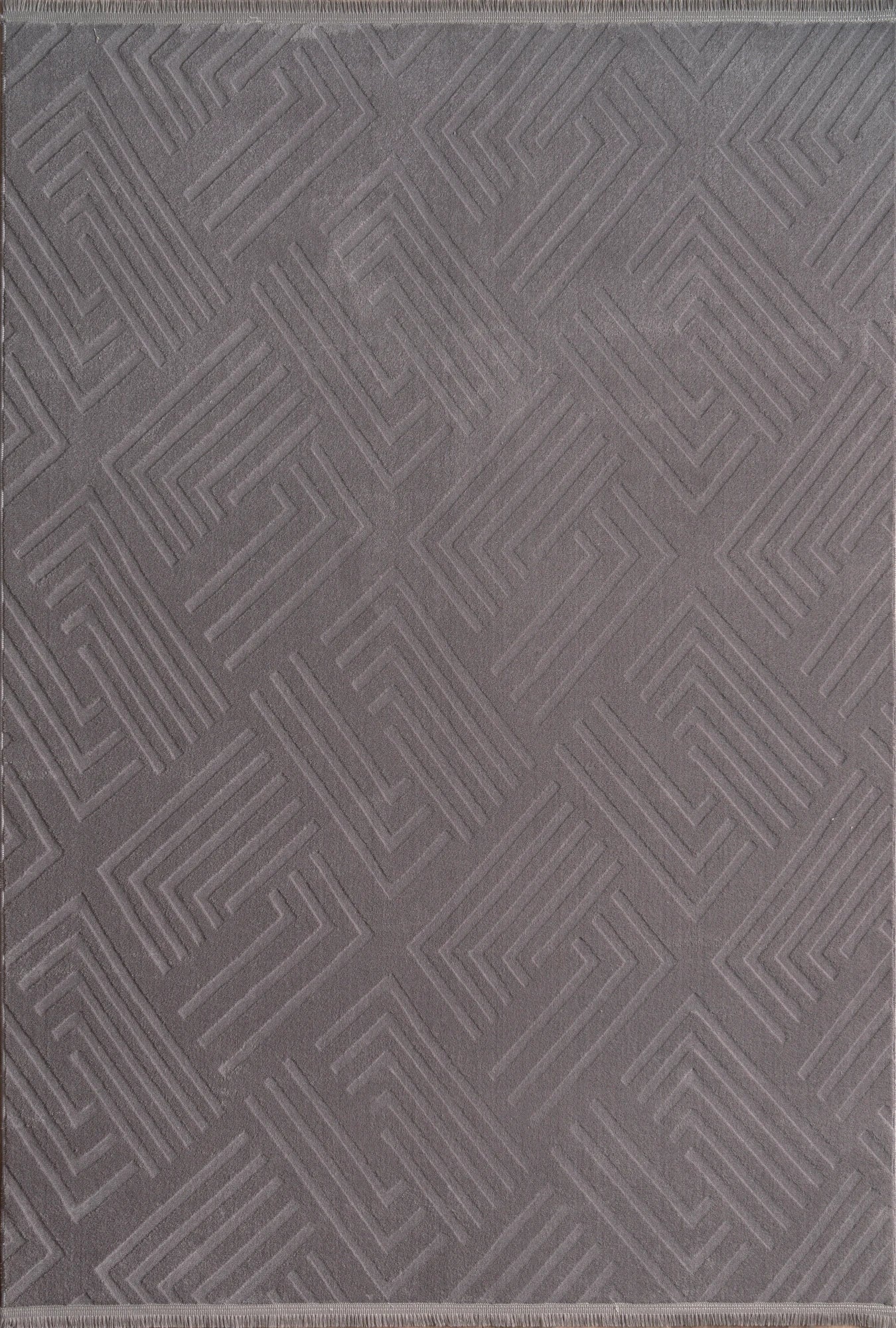 Modern Geometric Maze Plush Rug - Gray