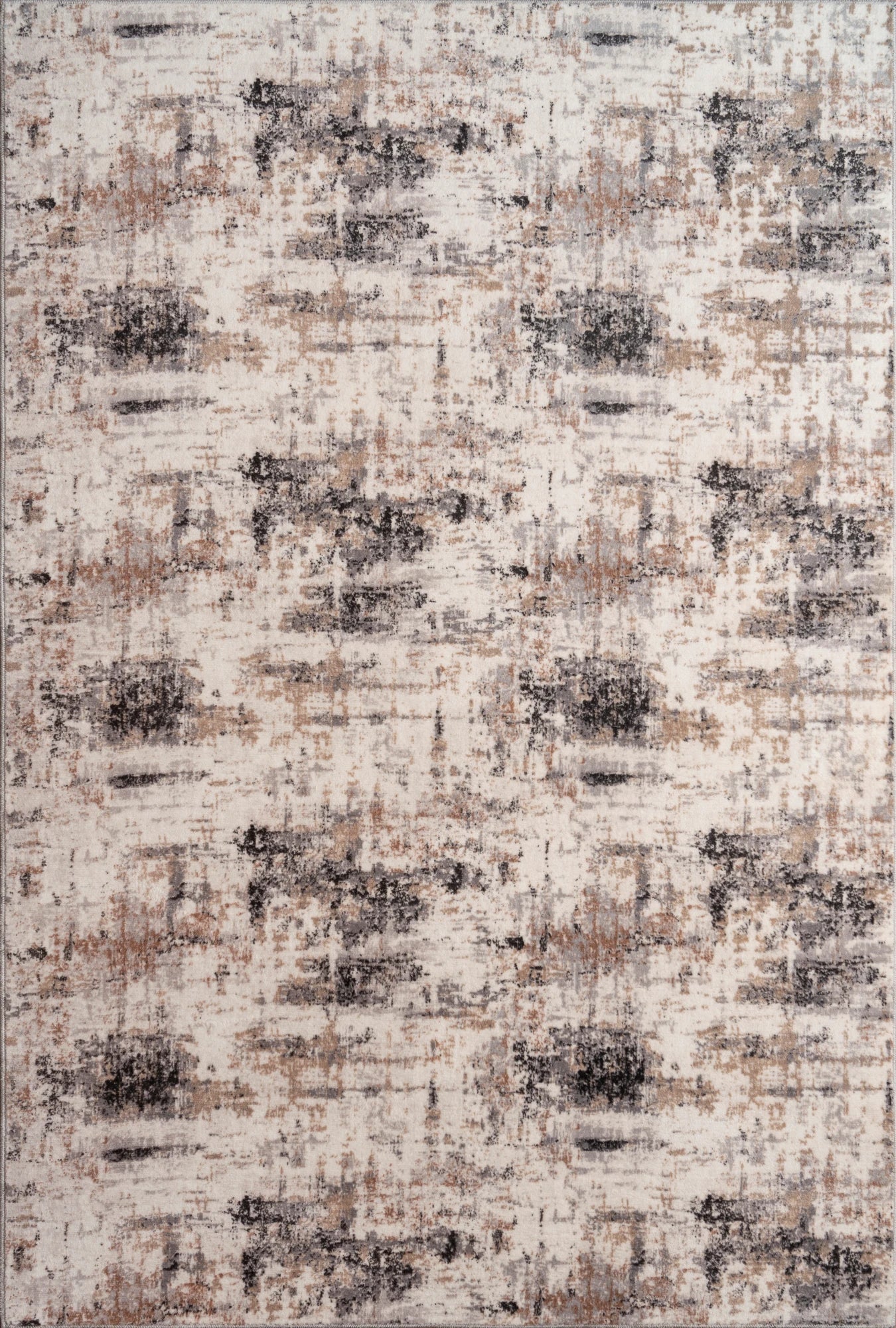 Abstract Rug with Painterly Brushstrokes on Cream