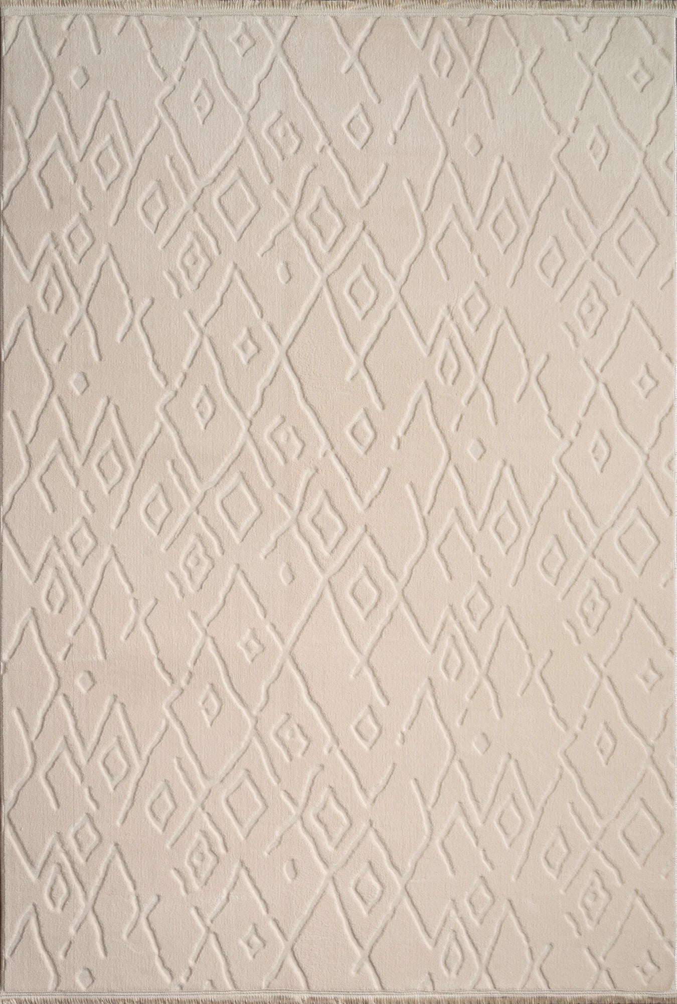 Textured Plush Diamond Area Rug - Ivory Cream