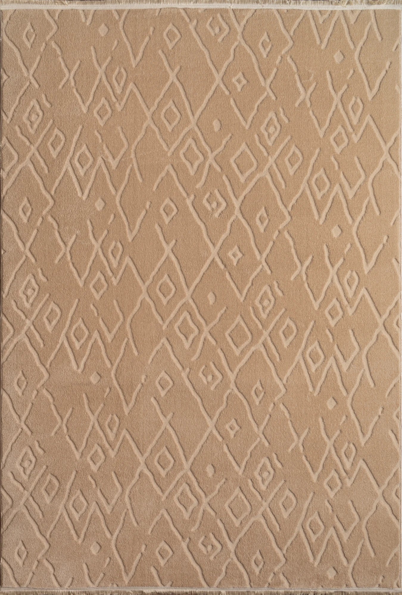 Textured Plush Diamond Area Rug - Latte Beige