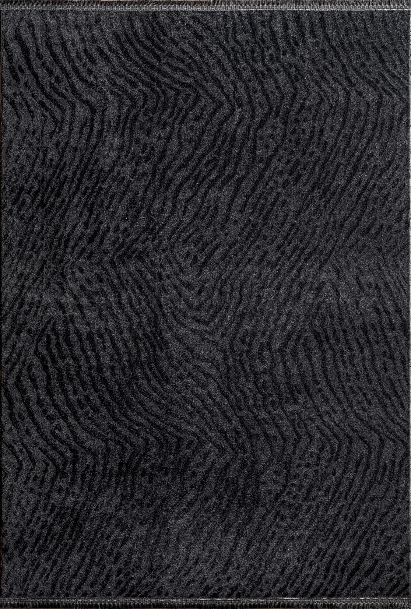 Modern Wavy Plush Rug - Charcoal Gray