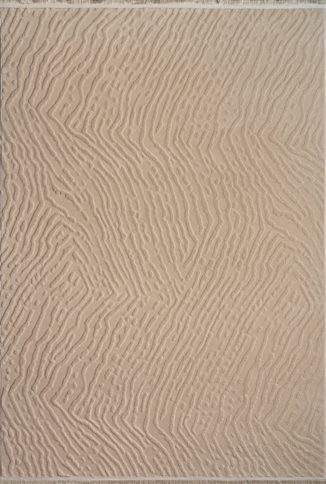 Modern Wavy Plush Rug - Beige