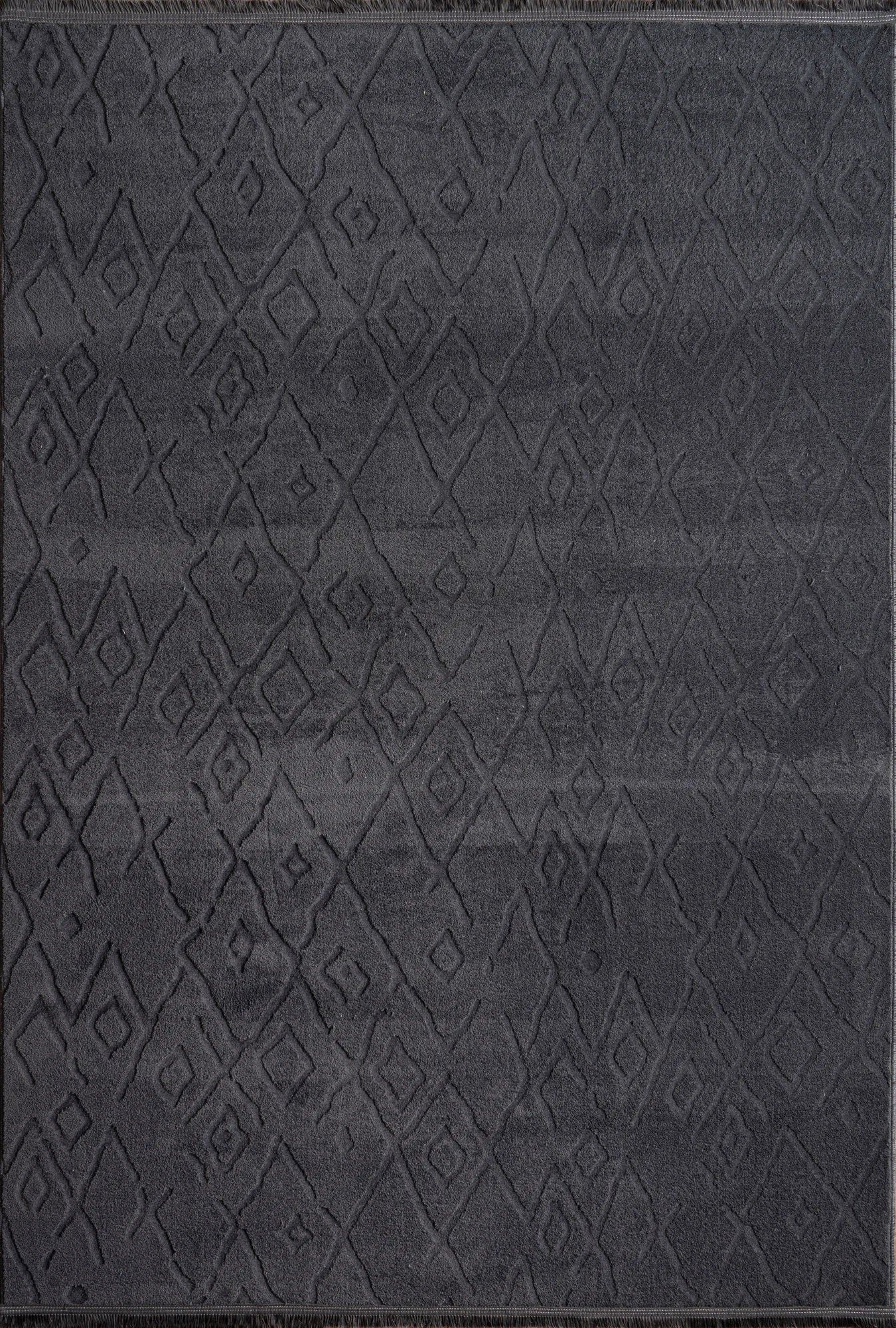 Textured Plush Diamond Area Rug - Charcoal Grey