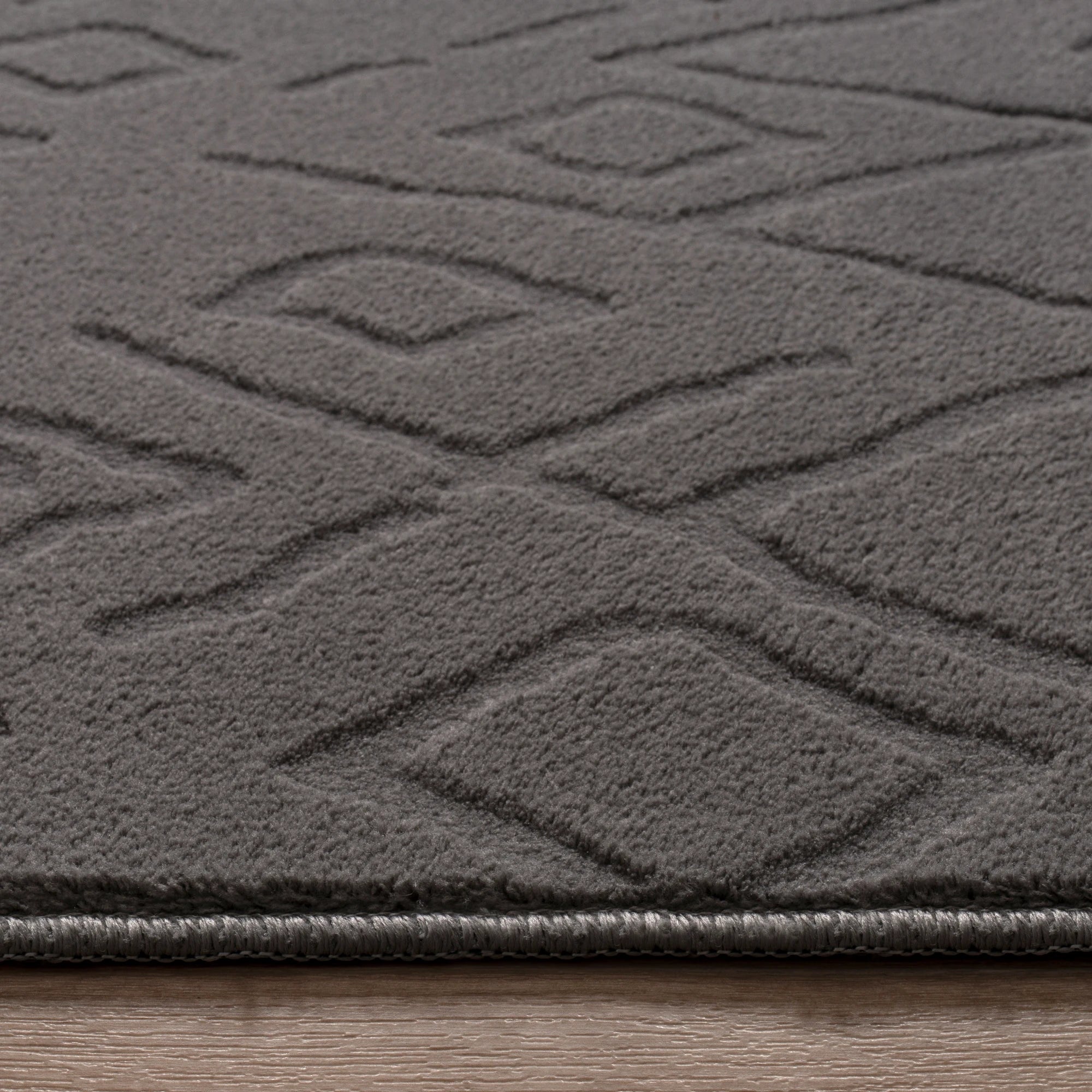 Textured Plush Diamond Area Rug - Steel Gray