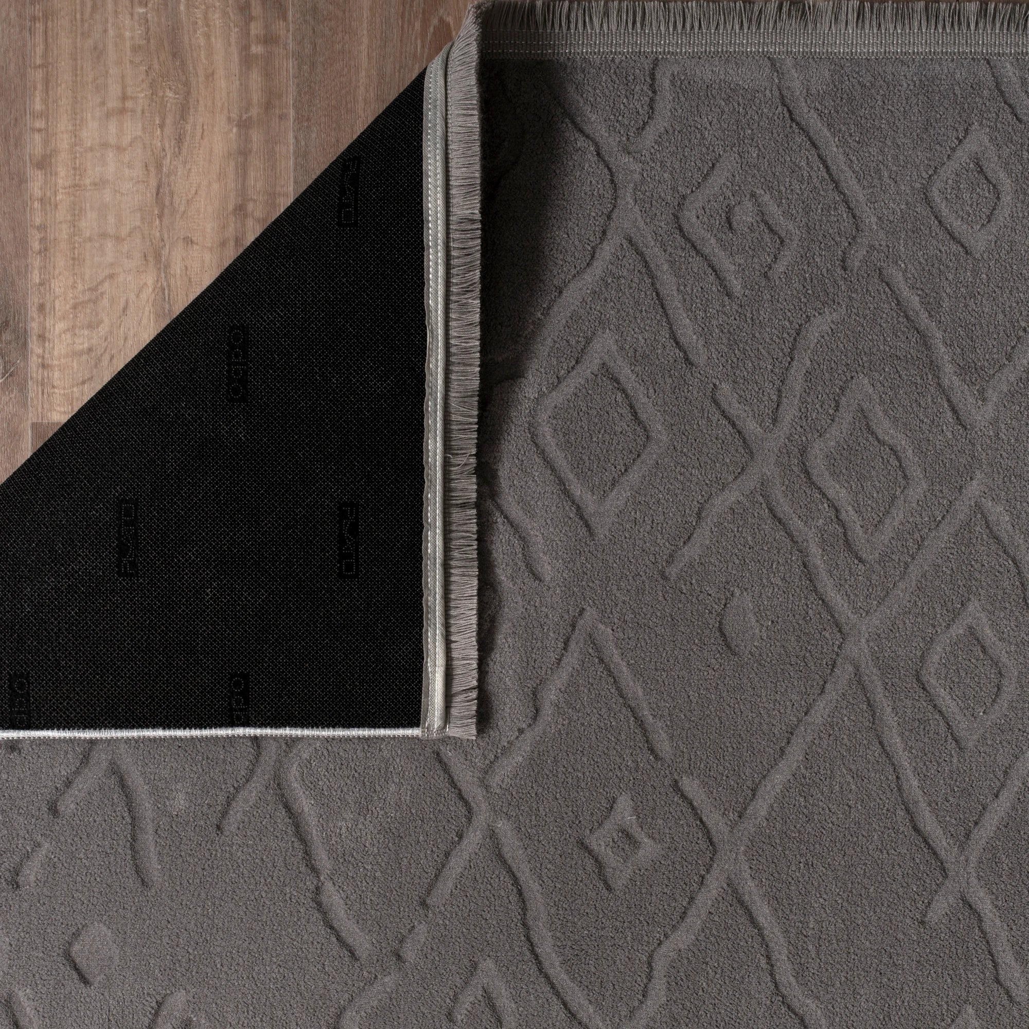 Textured Plush Diamond Area Rug - Steel Gray