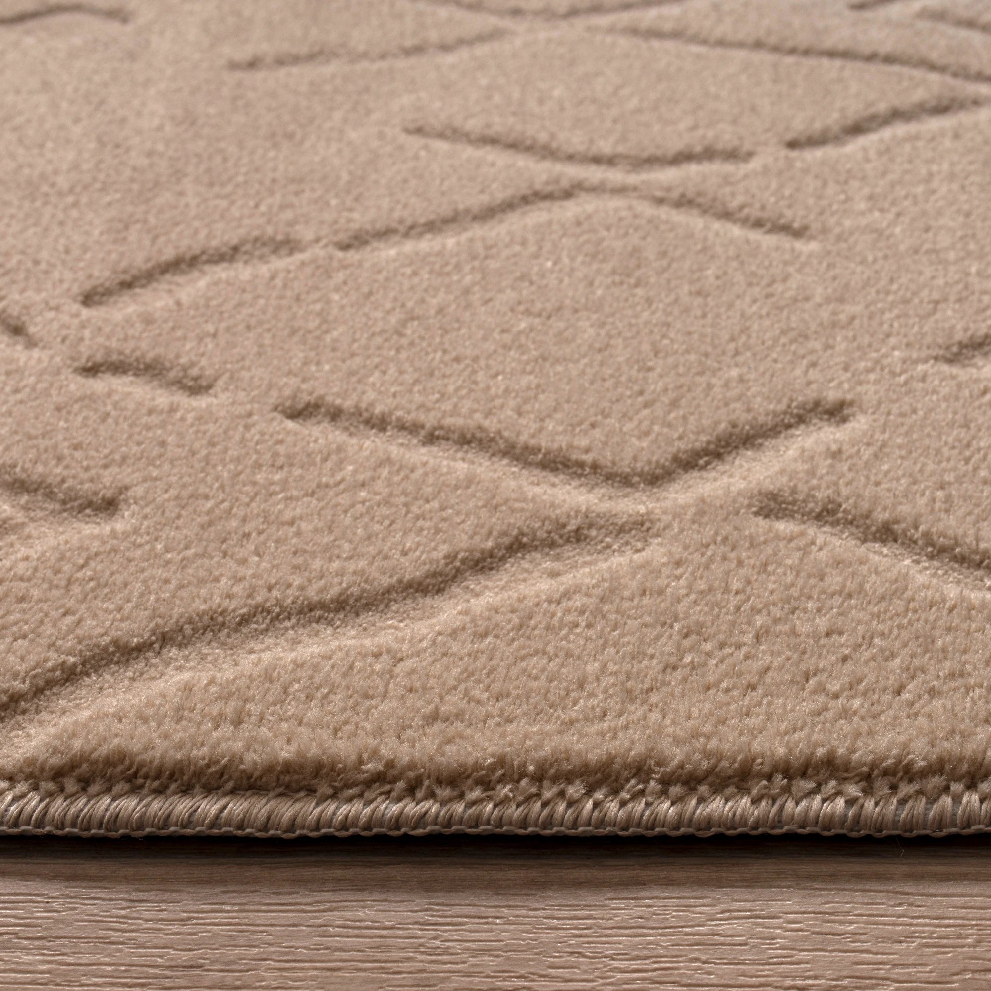 Textured Plush Diamond Area Rug - Latte Beige