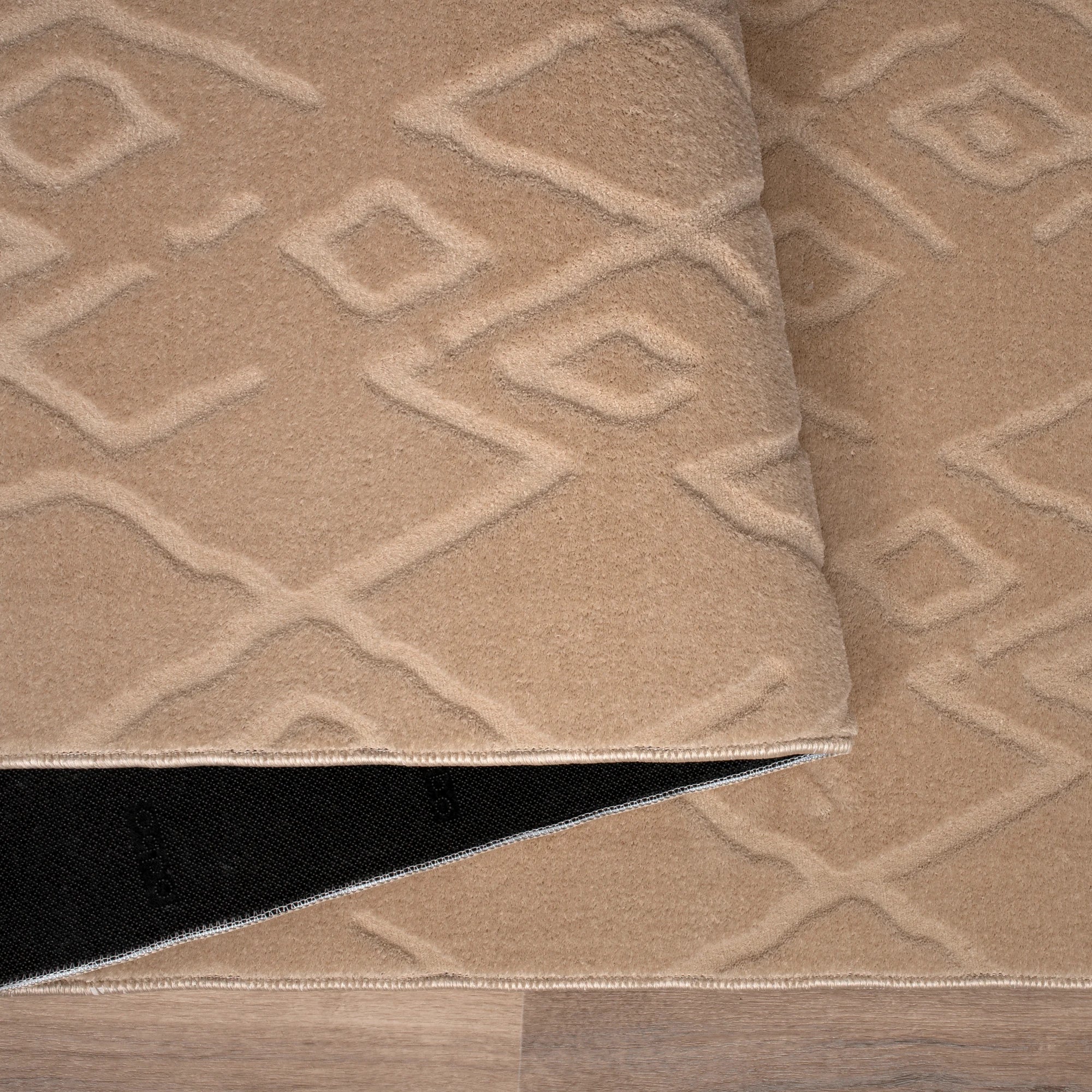 Textured Plush Diamond Area Rug - Latte Beige