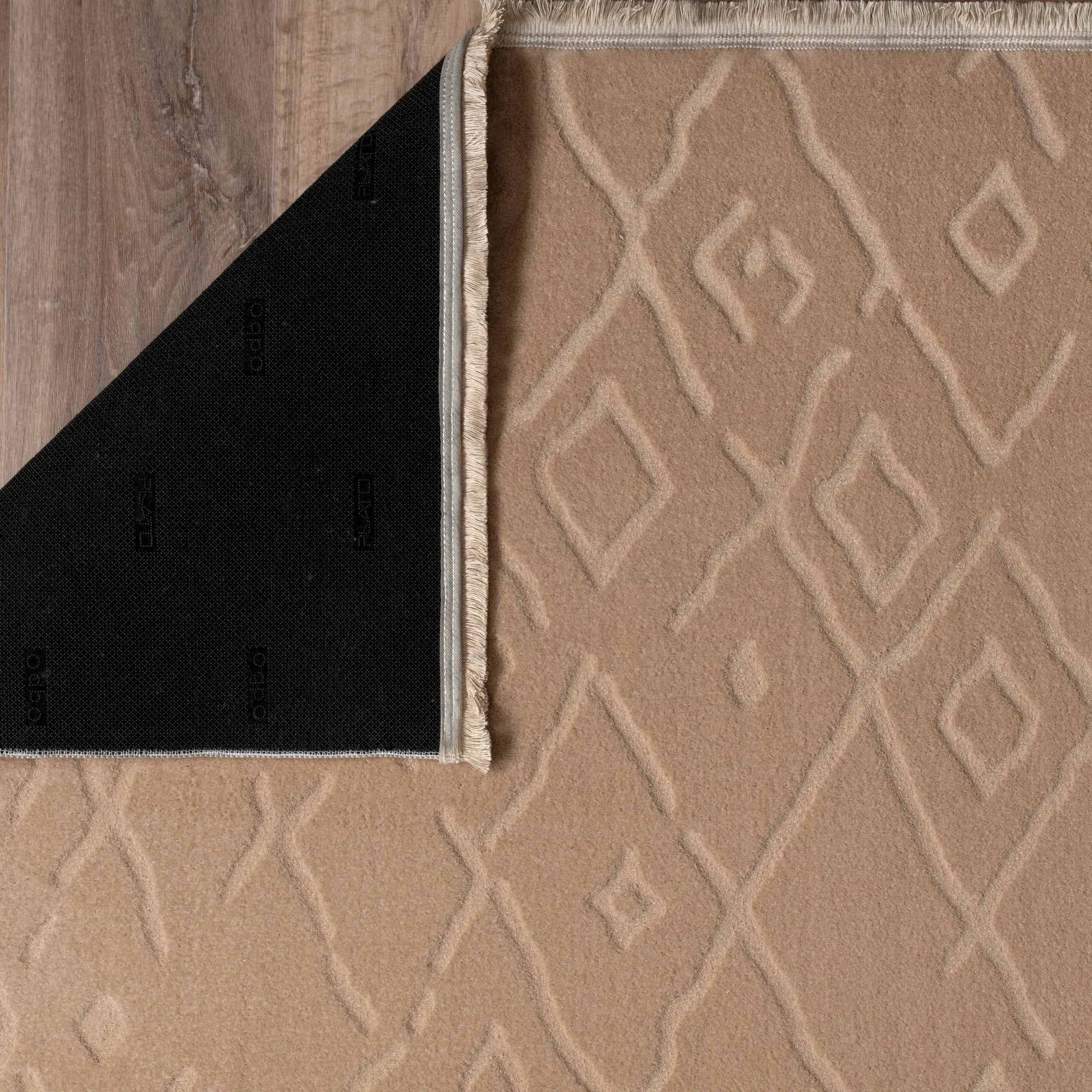 Textured Plush Diamond Area Rug - Latte Beige