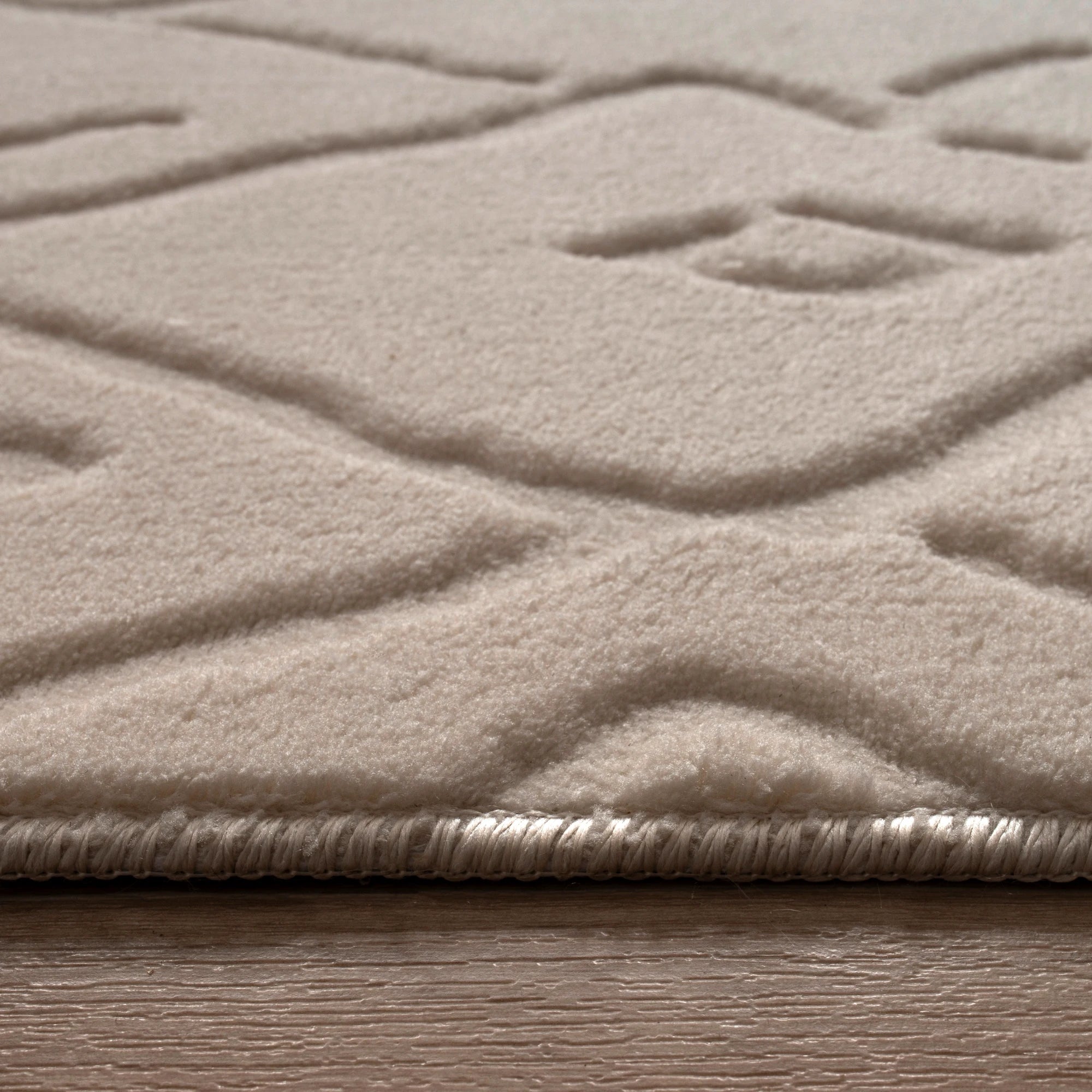 Textured Plush Diamond Area Rug - Ivory Cream