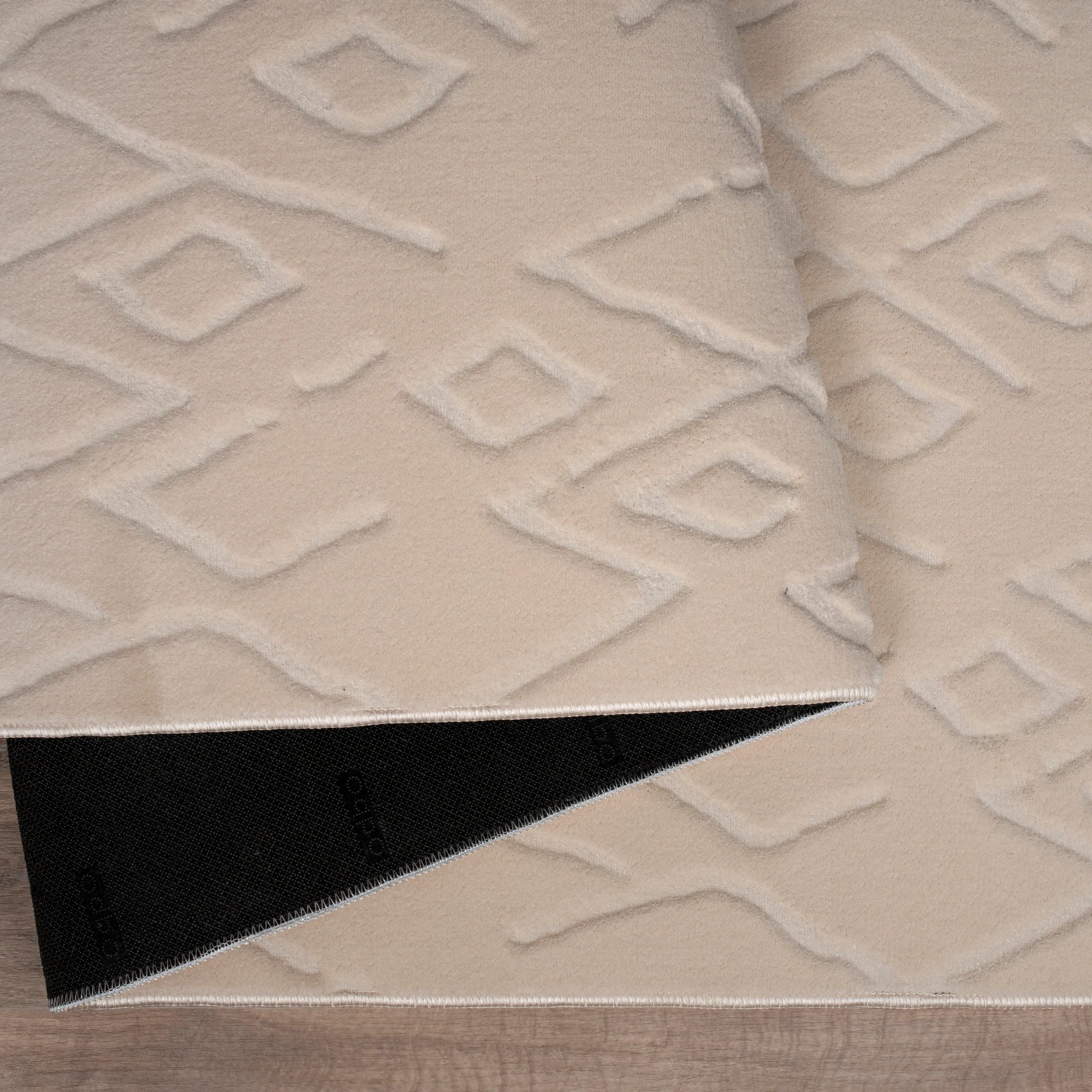 Textured Plush Diamond Area Rug - Ivory Cream