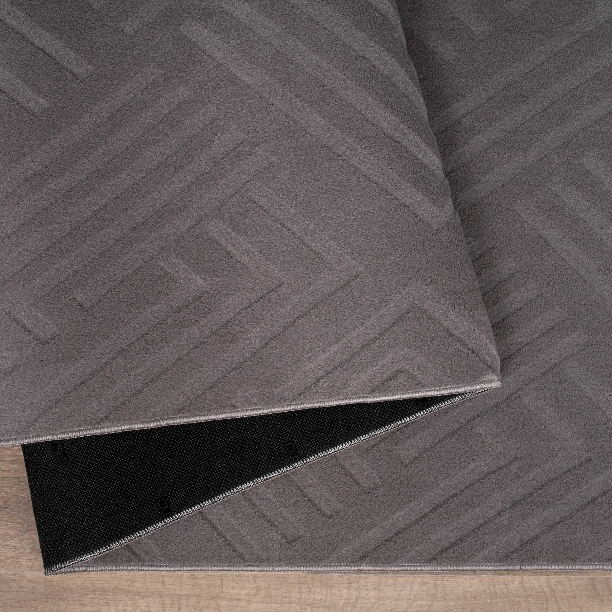Modern Geometric Maze Plush Rug - Gray