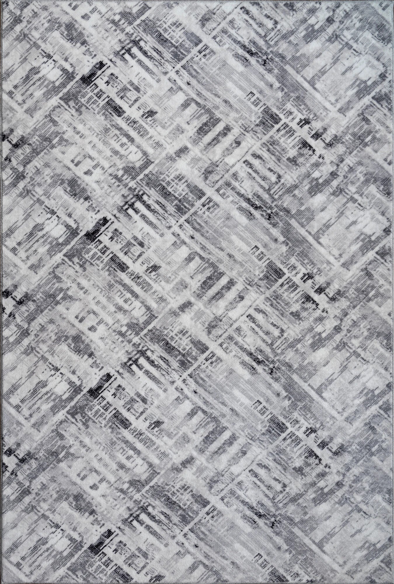 Modern Style Distressed Gray Rug