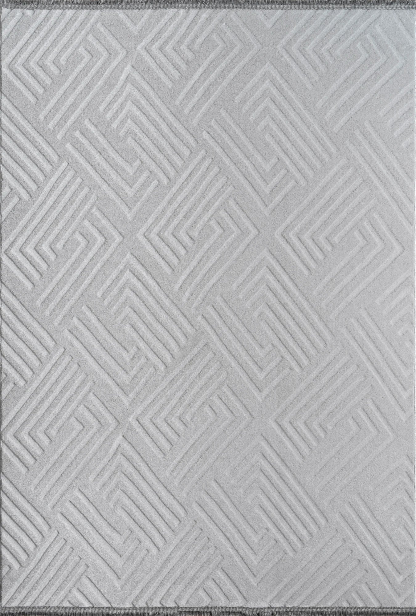 Modern Geometric Maze Plush Rug - Light Gray