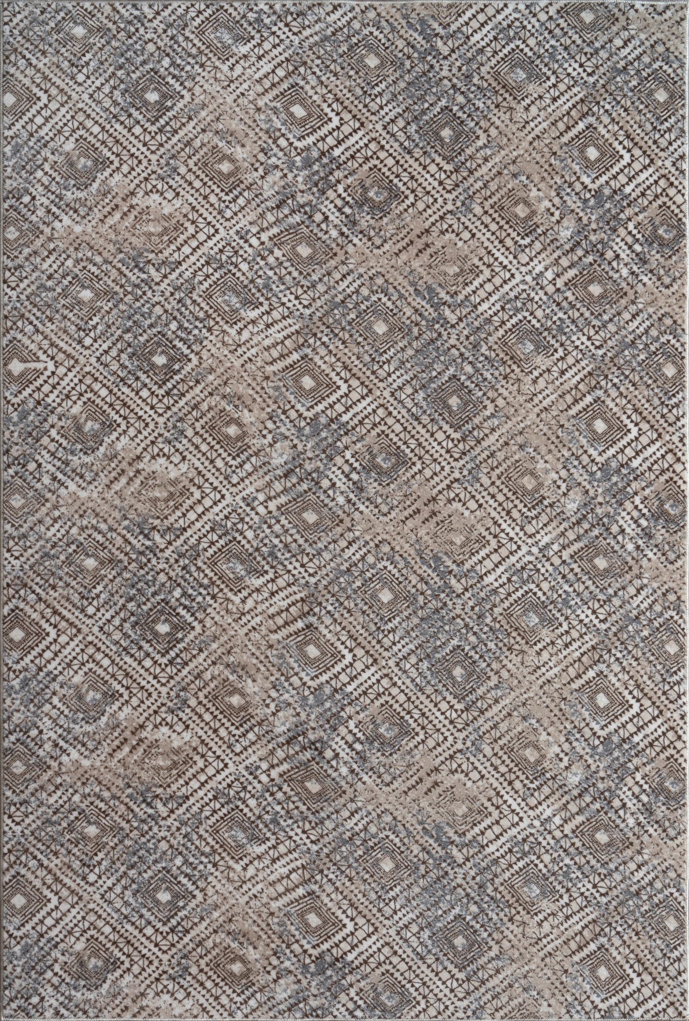 Bohemian Geometric Rug in Taupe Brown Tones