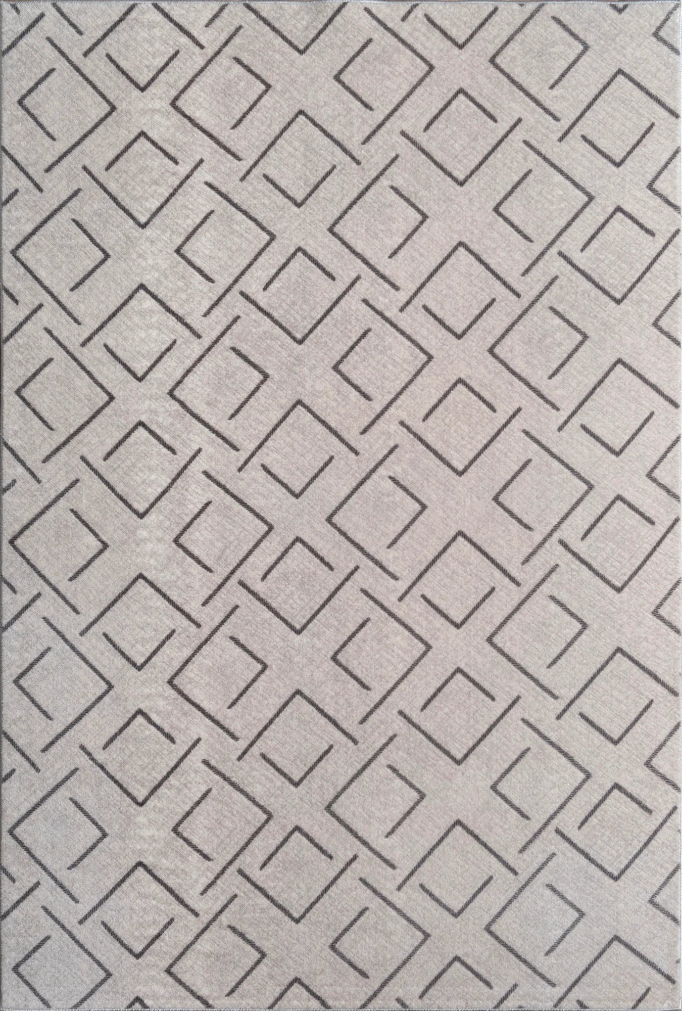 Minimalist Gray Rug with Linear Contour Design