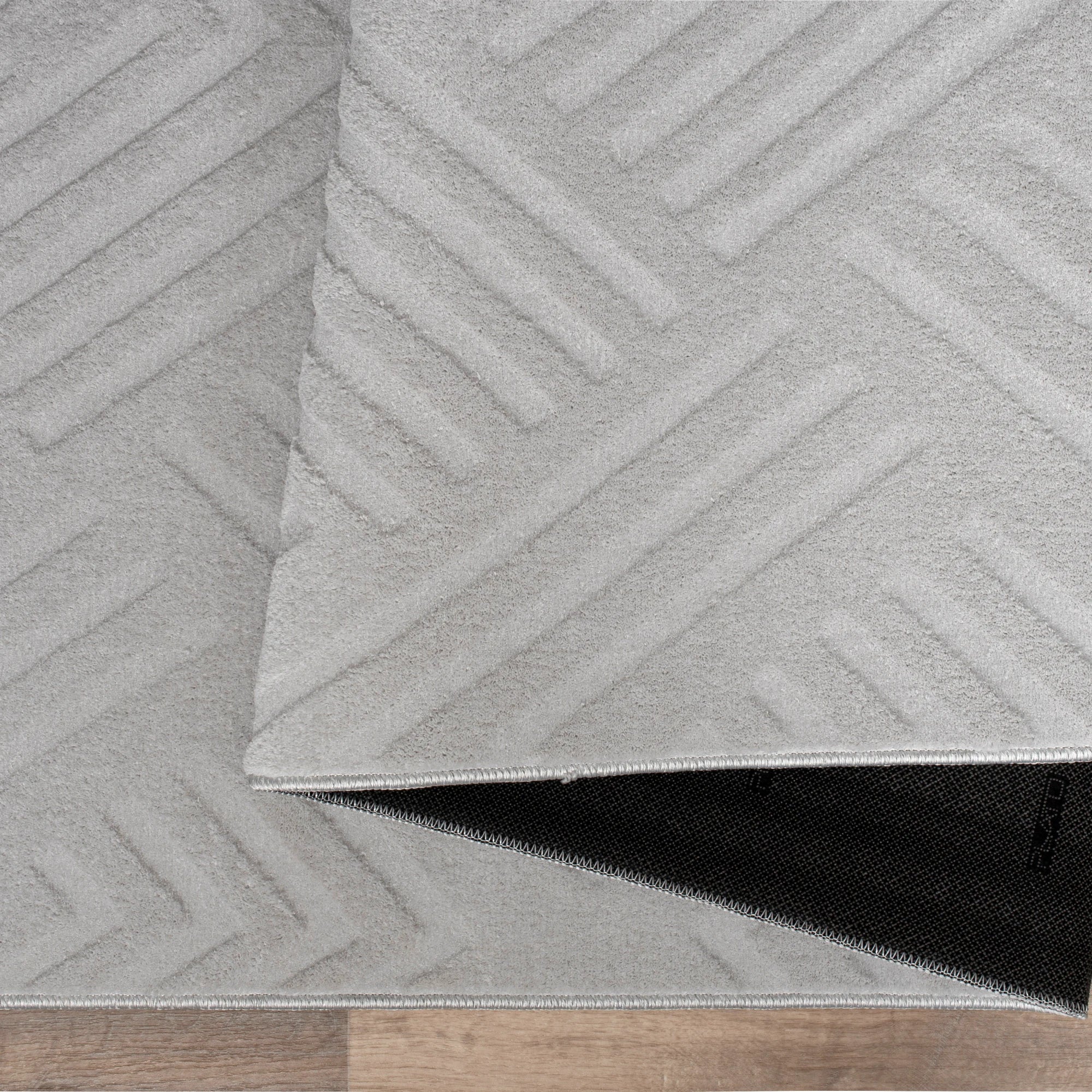 Modern Geometric Maze Plush Rug - Light Gray