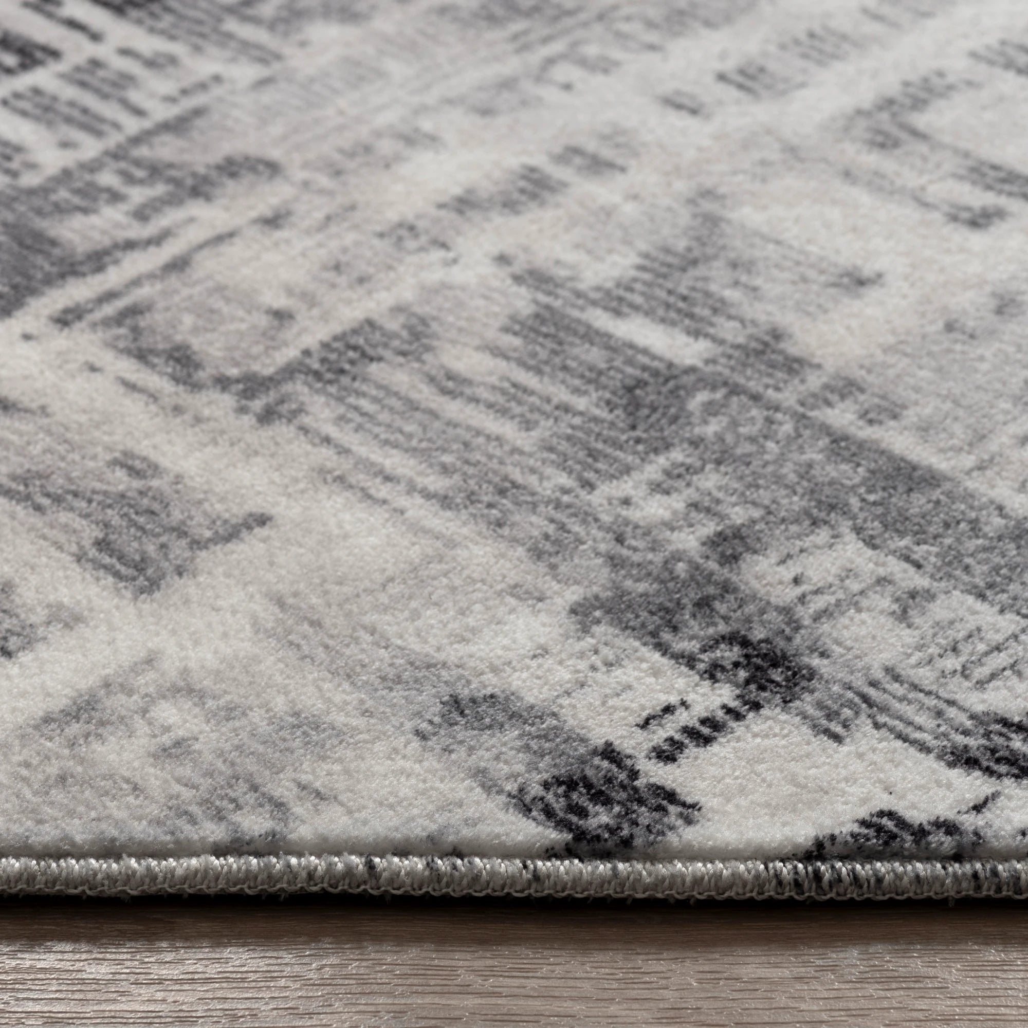 Modern Style Distressed Gray Rug