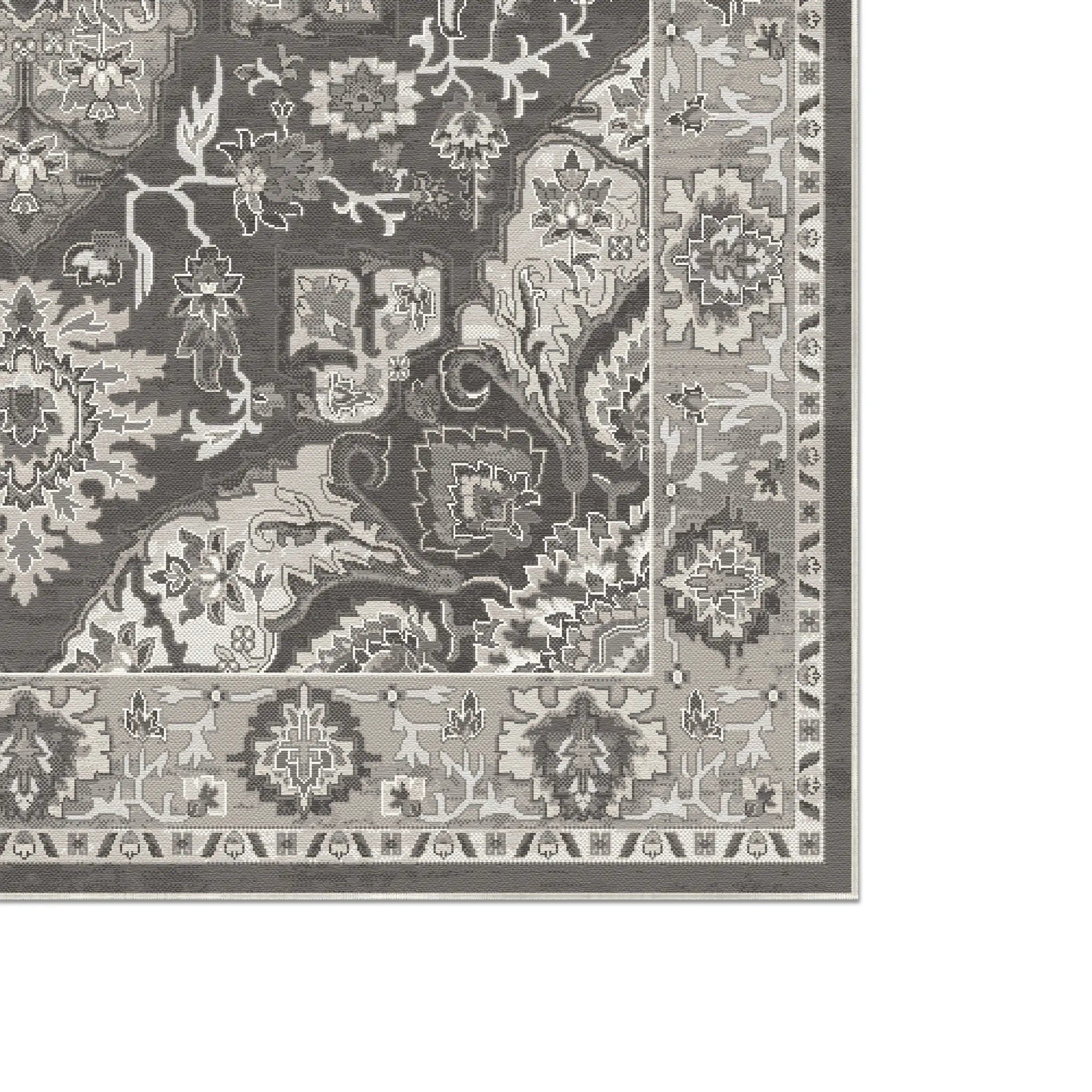 Regency Ornate Medallion Charcoal Rug